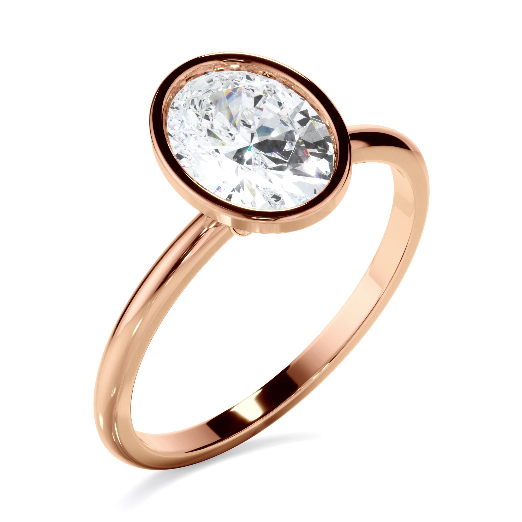Blaise - Oval Cut Diamond Solitaire Bezel Set Engagement Ring