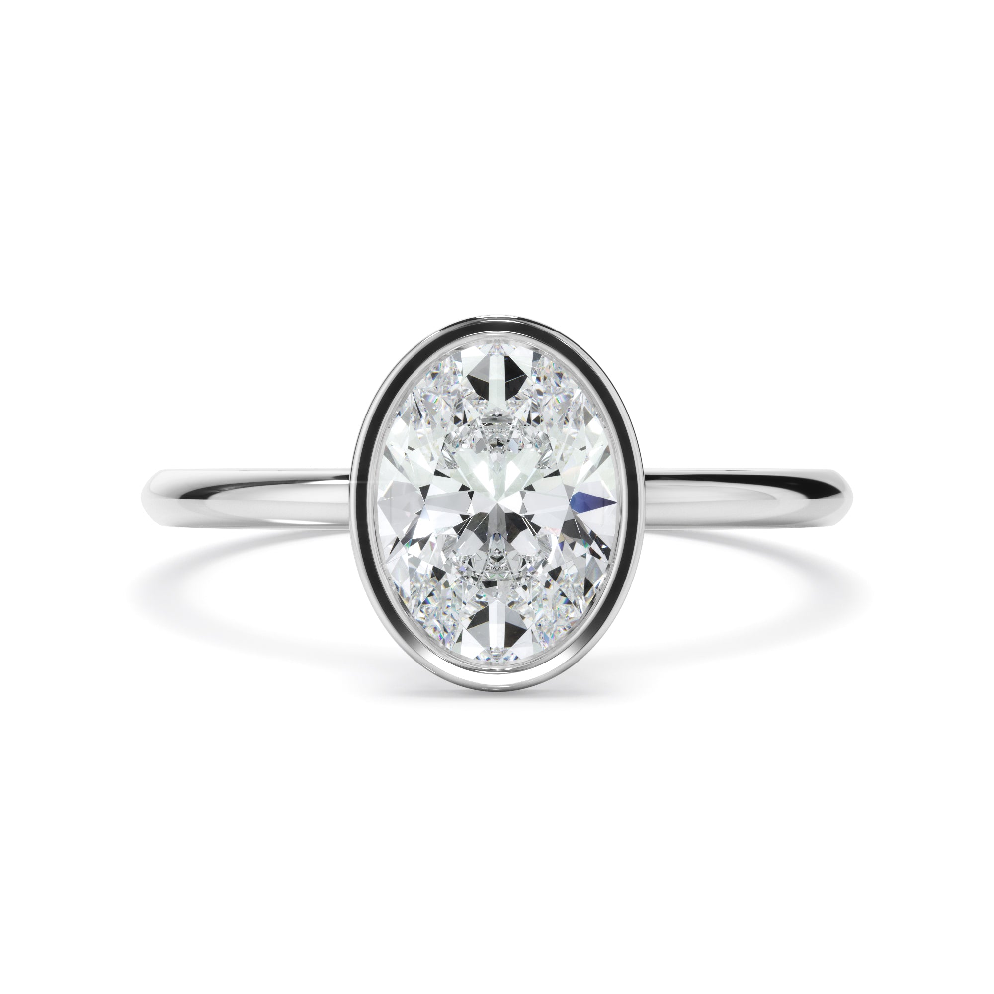 Blaise - Oval Cut Diamond Solitaire Bezel Set Engagement Ring