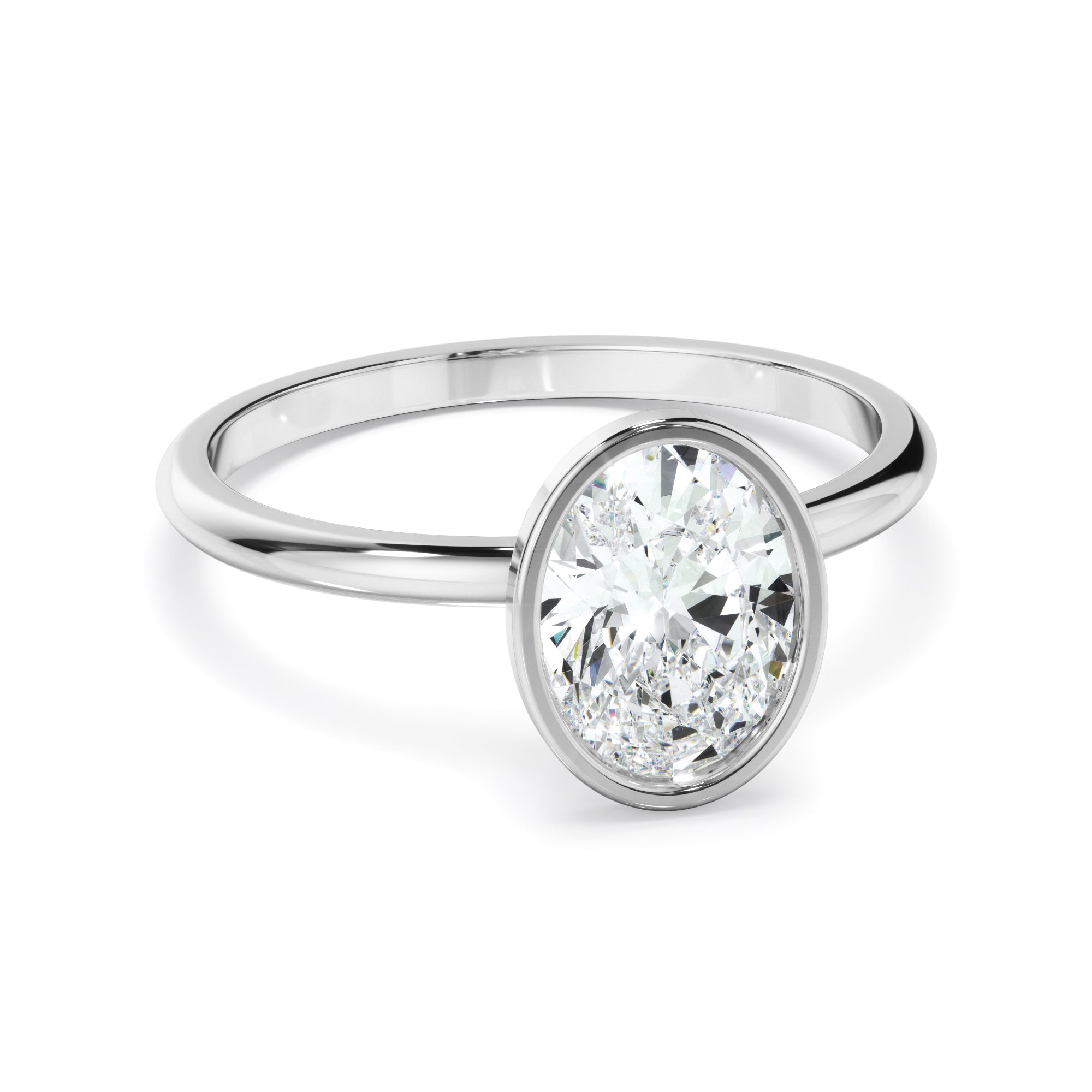 Blaise - Oval Cut Diamond Solitaire Bezel Set Engagement Ring