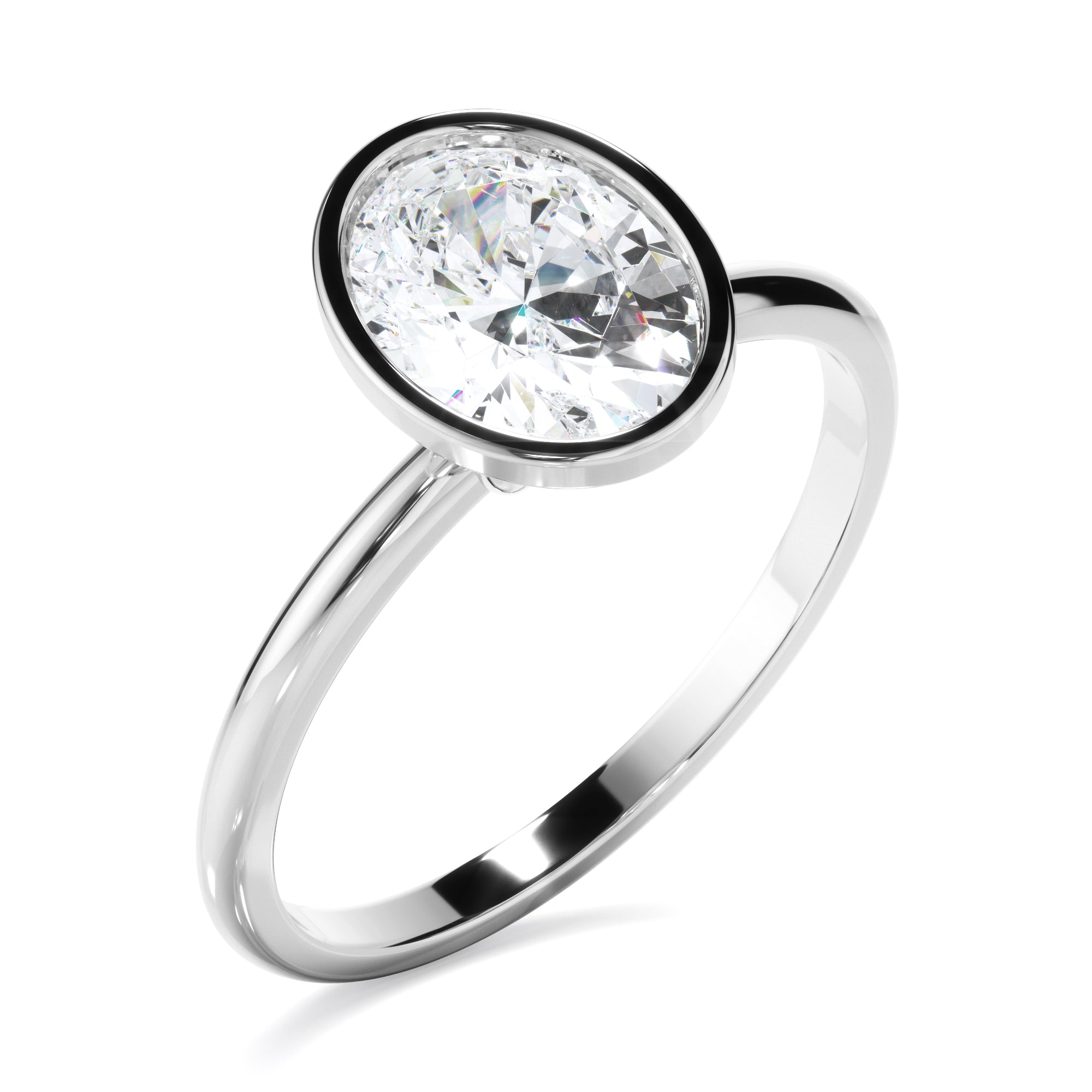 Blaise - Oval Cut Diamond Solitaire Bezel Set Engagement Ring
