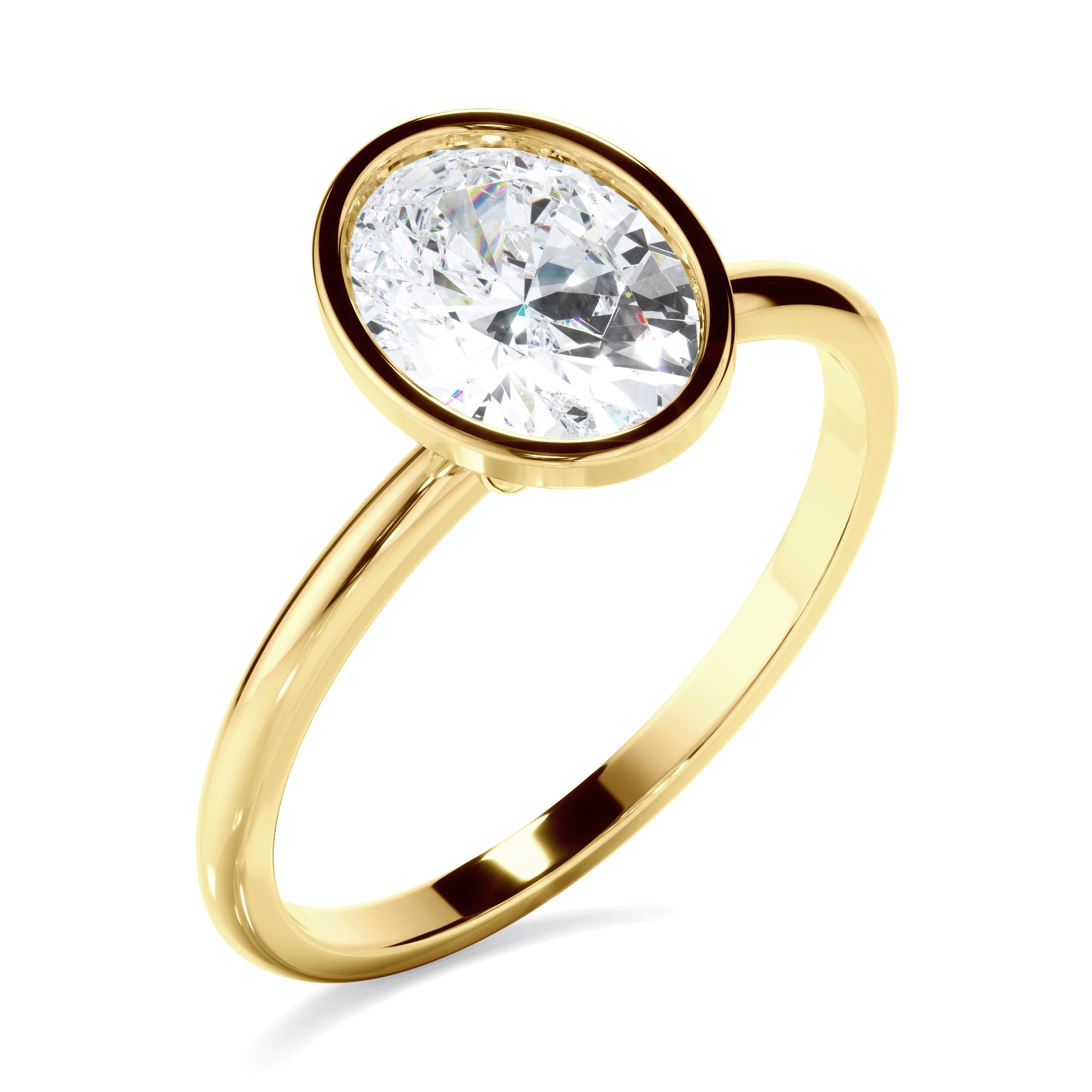 Blaise - Oval Cut Diamond Solitaire Bezel Set Engagement Ring