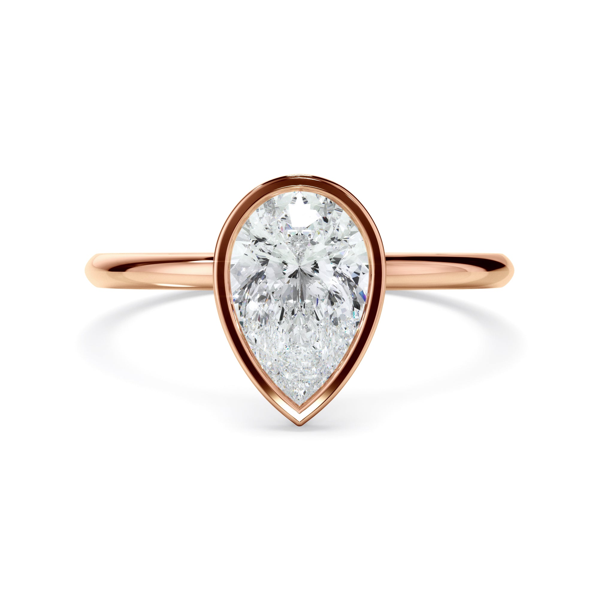 Renata - Pear Cut Diamond Solitaire Bezel Set Engagement Ring