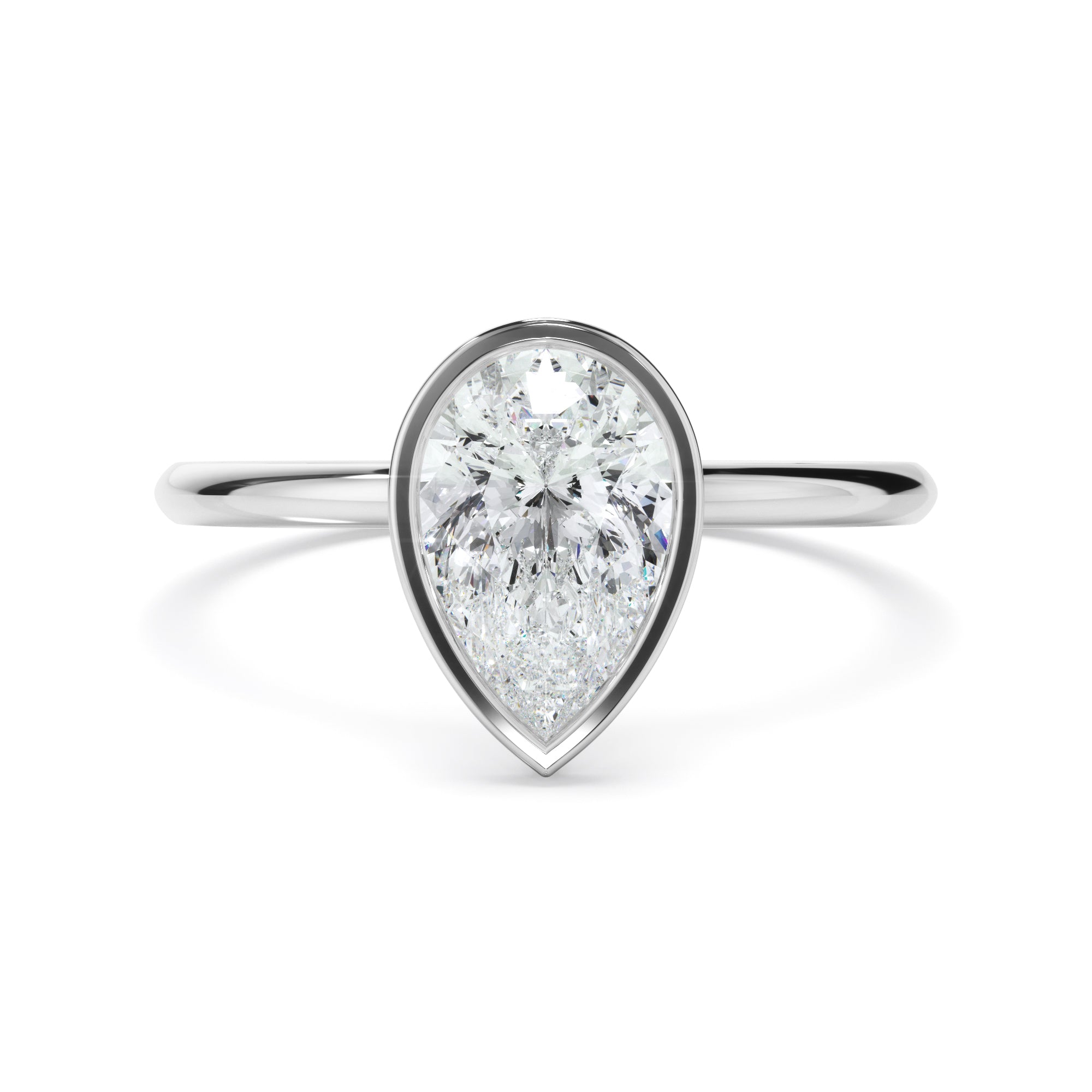 Renata - Pear Cut Diamond Solitaire Bezel Set Engagement Ring