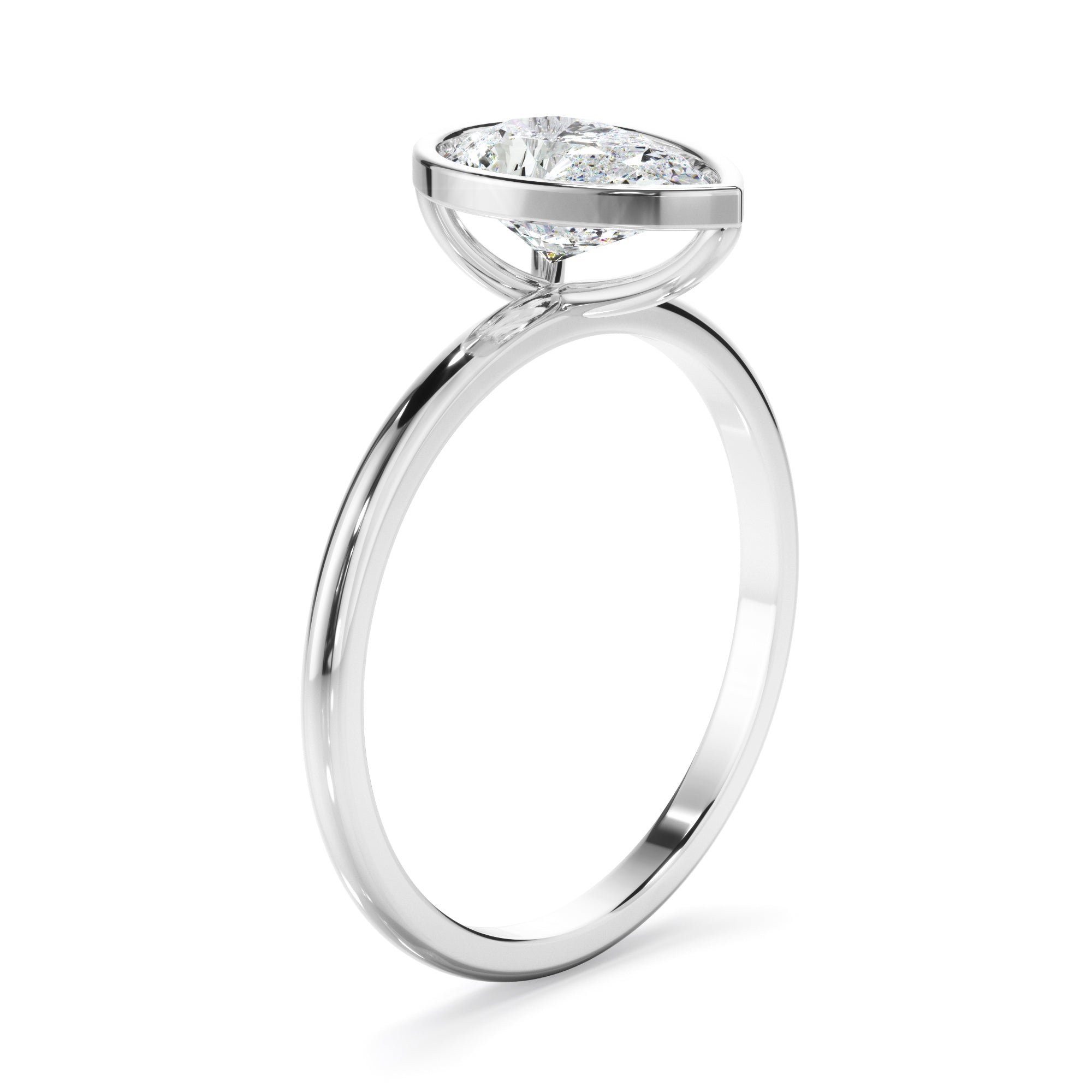 Renata - Pear Cut Diamond Solitaire Bezel Set Engagement Ring
