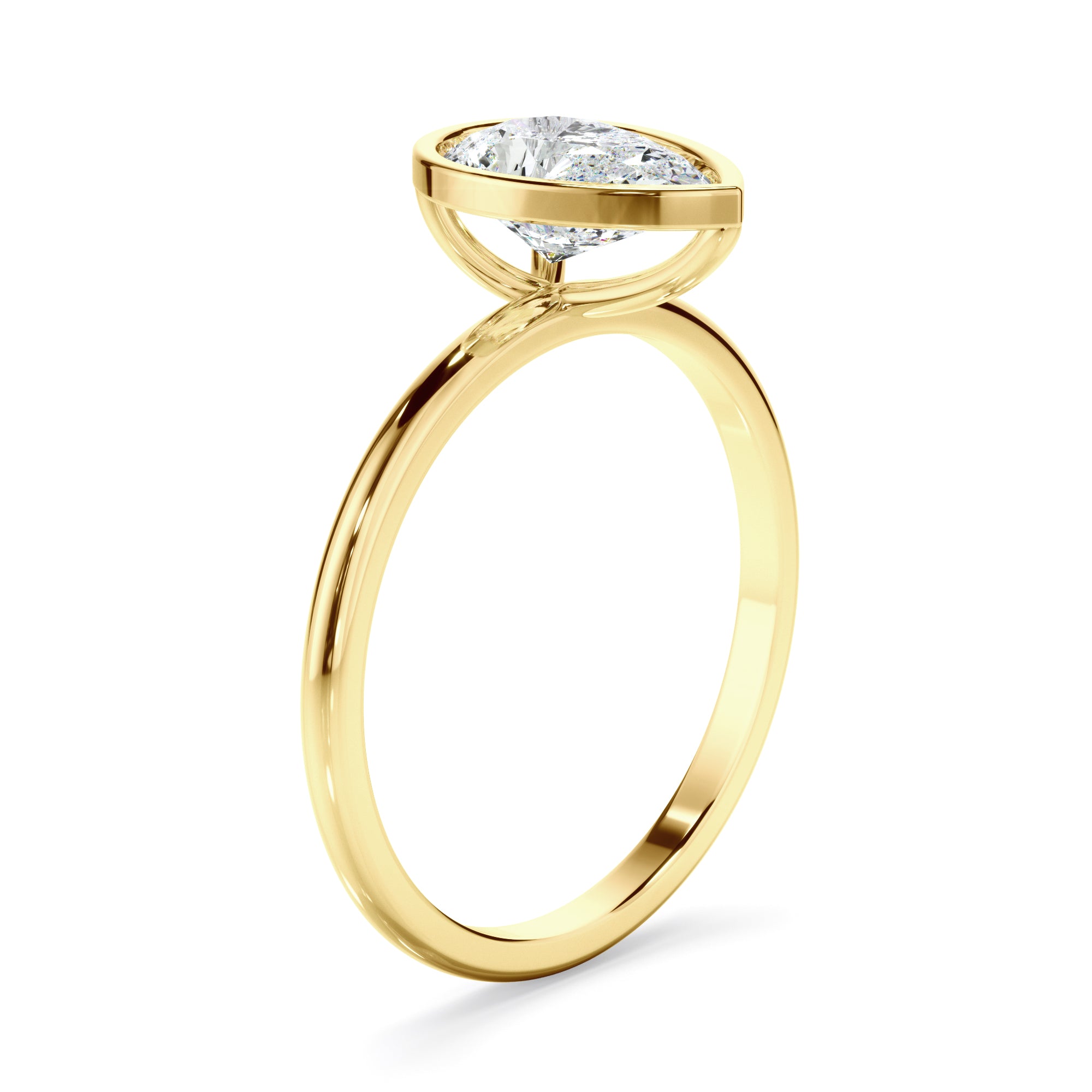 Renata - Pear Cut Diamond Solitaire Bezel Set Engagement Ring