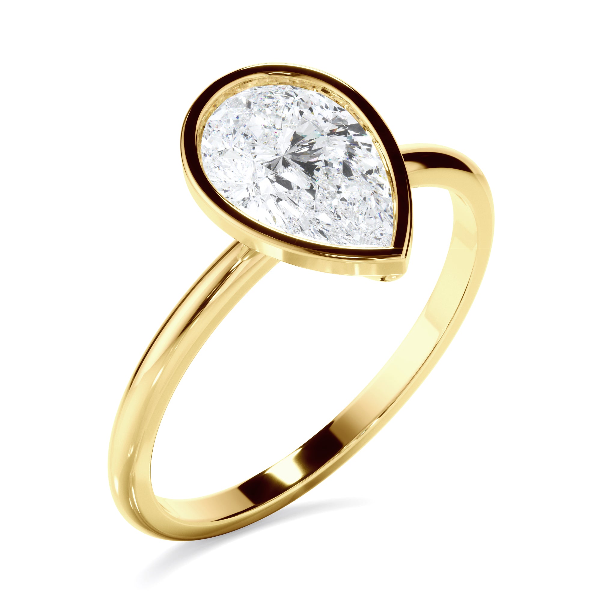 Renata - Pear Cut Diamond Solitaire Bezel Set Engagement Ring