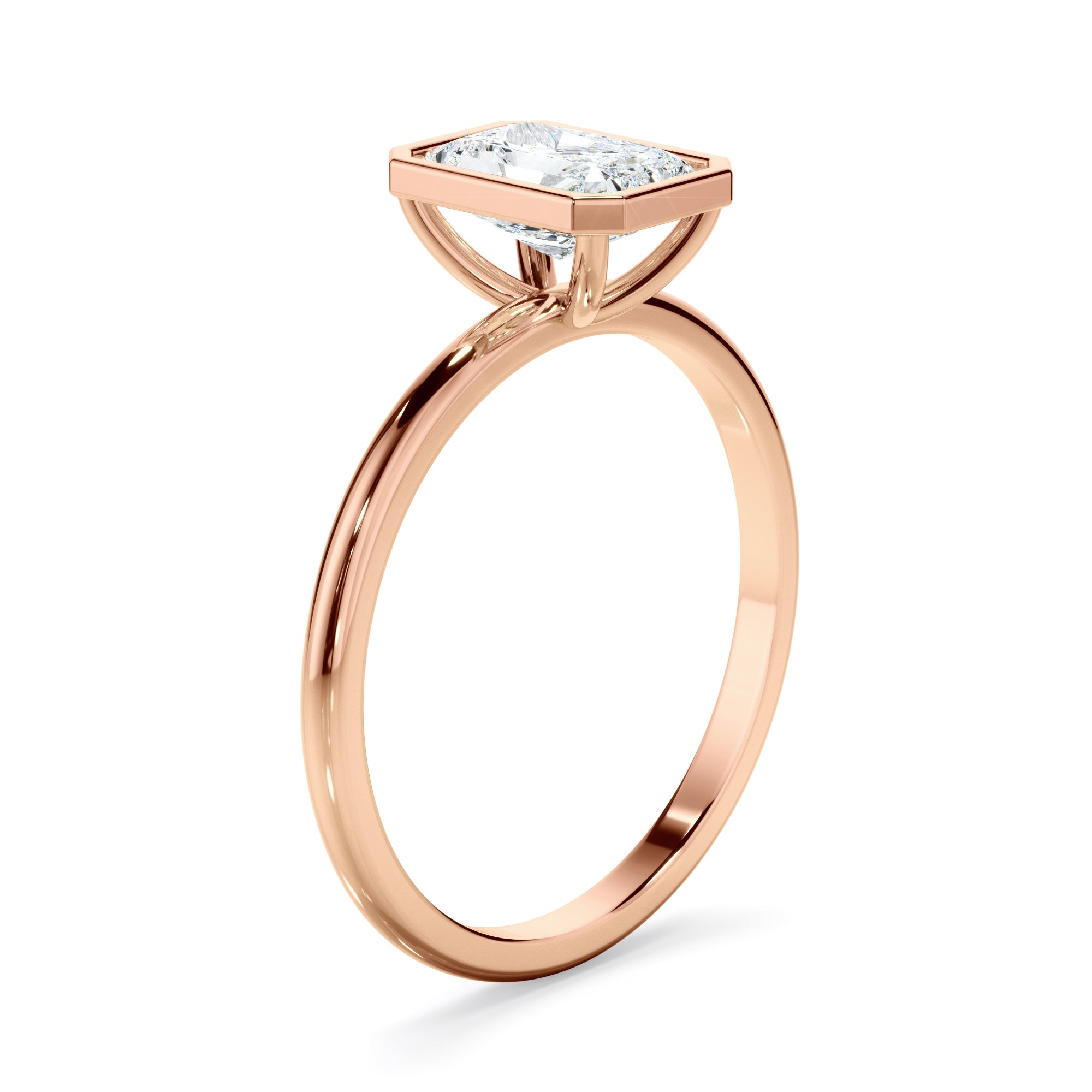 Cynthia - Radiant Cut Diamond Solitaire Bezel Set Engagement Ring