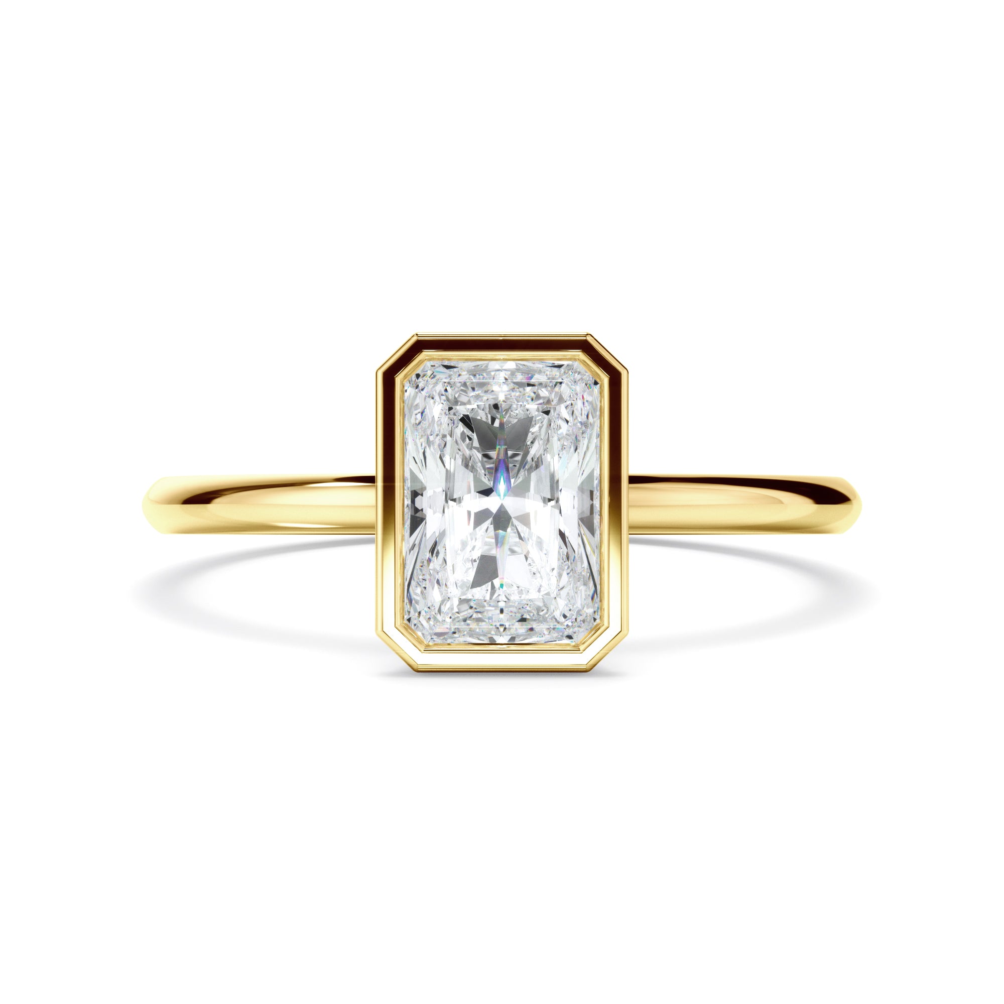Cynthia - Radiant Cut Diamond Solitaire Bezel Set Engagement Ring