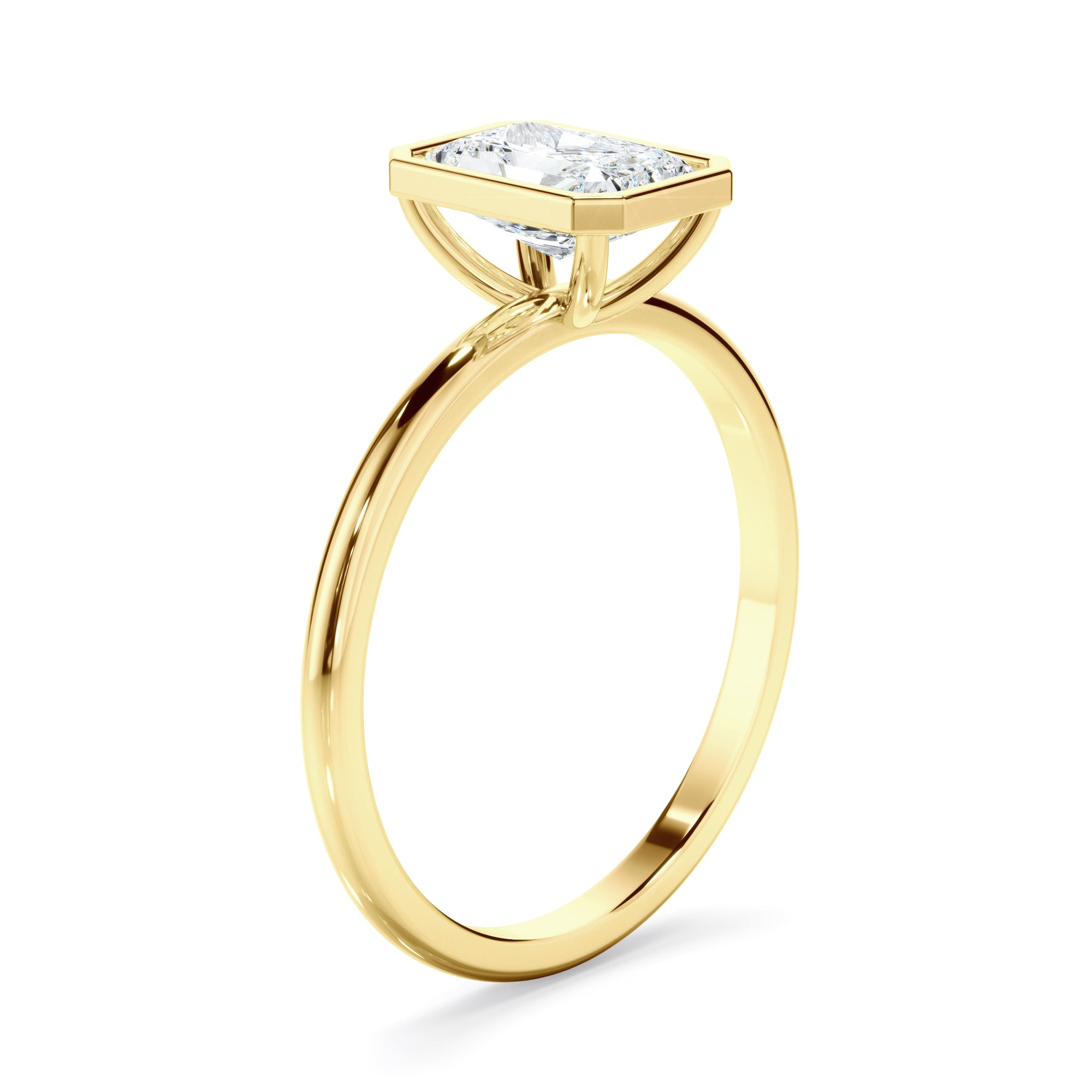 Cynthia - Radiant Cut Diamond Solitaire Bezel Set Engagement Ring