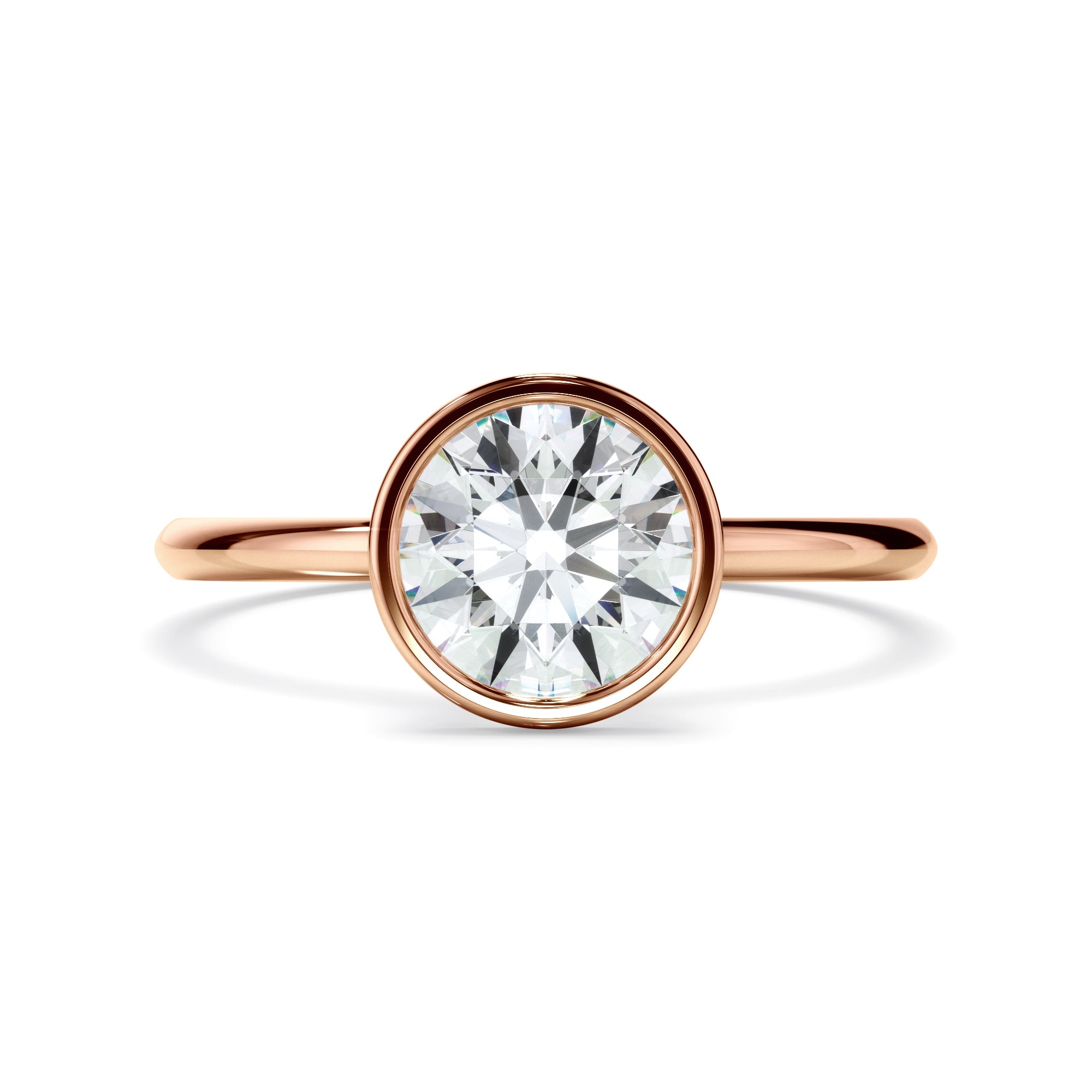 Leandra - Round Brilliant Cut Diamond Solitaire Bezel Set Engagement Ring