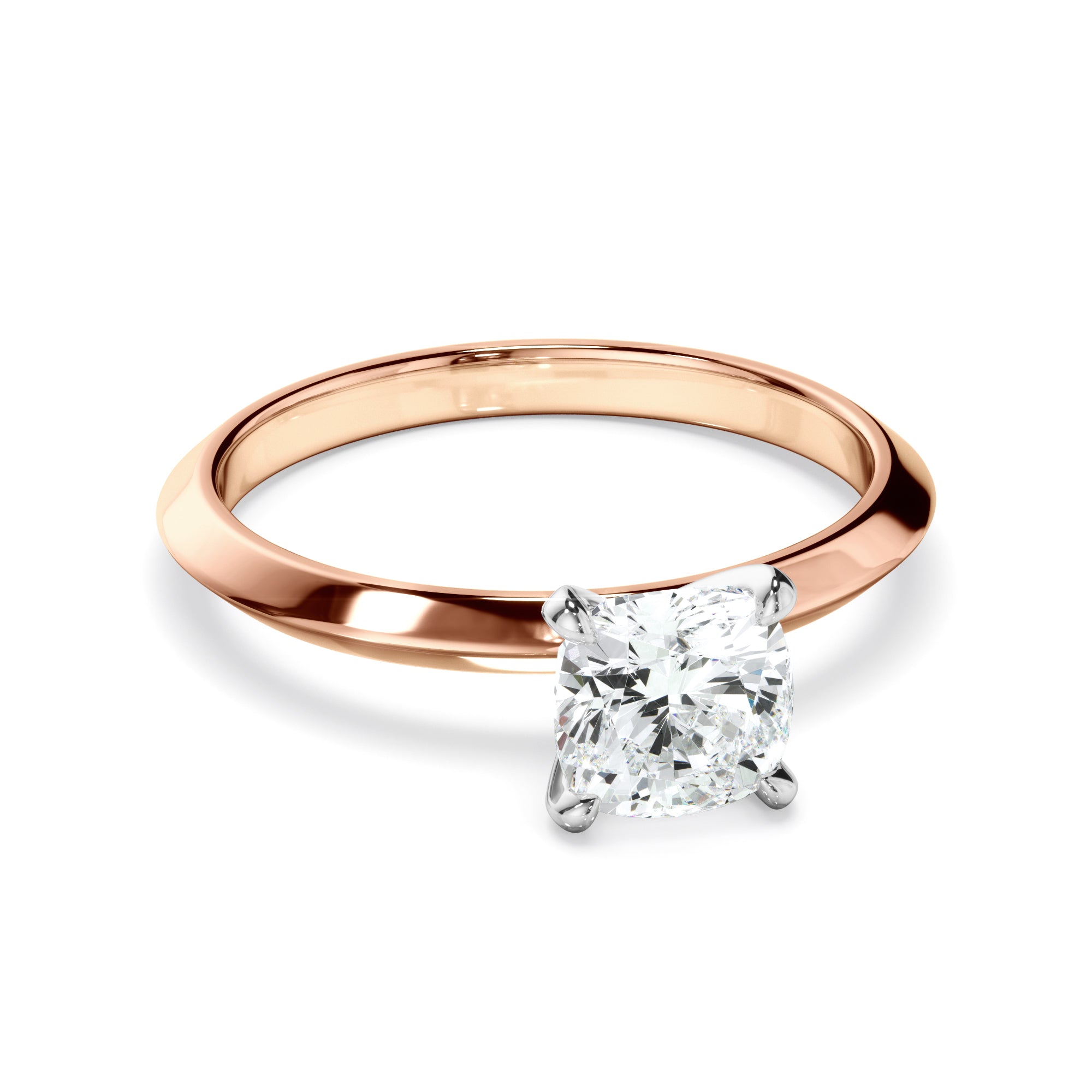 Helena - Cushion Cut Diamond Solitaire Knife Edge Engagement Ring