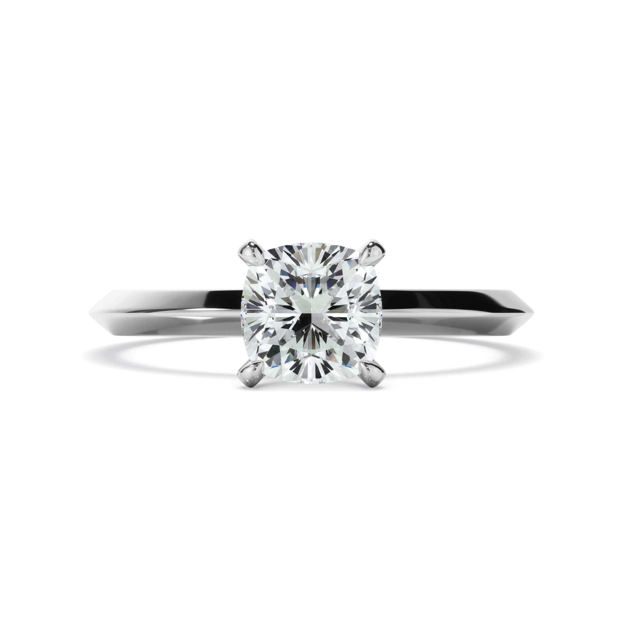 Helena - Cushion Cut Diamond Solitaire Knife Edge Engagement Ring