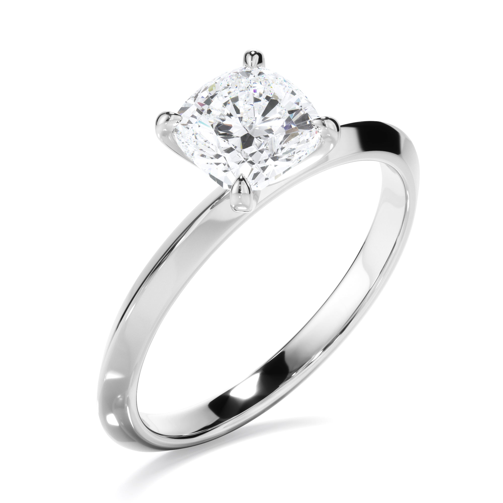 Helena - Cushion Cut Diamond Solitaire Knife Edge Engagement Ring