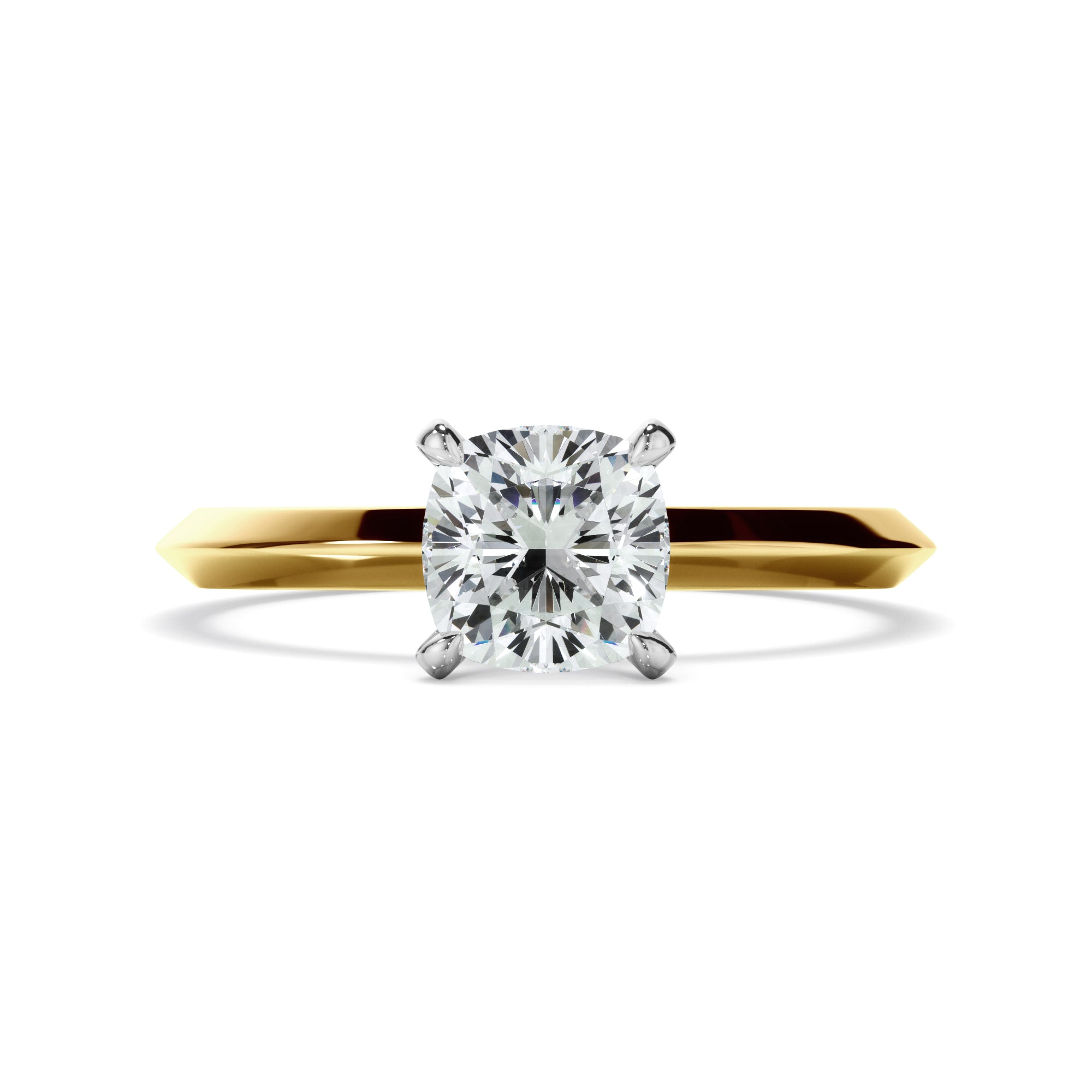 Helena - Cushion Cut Diamond Solitaire Knife Edge Engagement Ring
