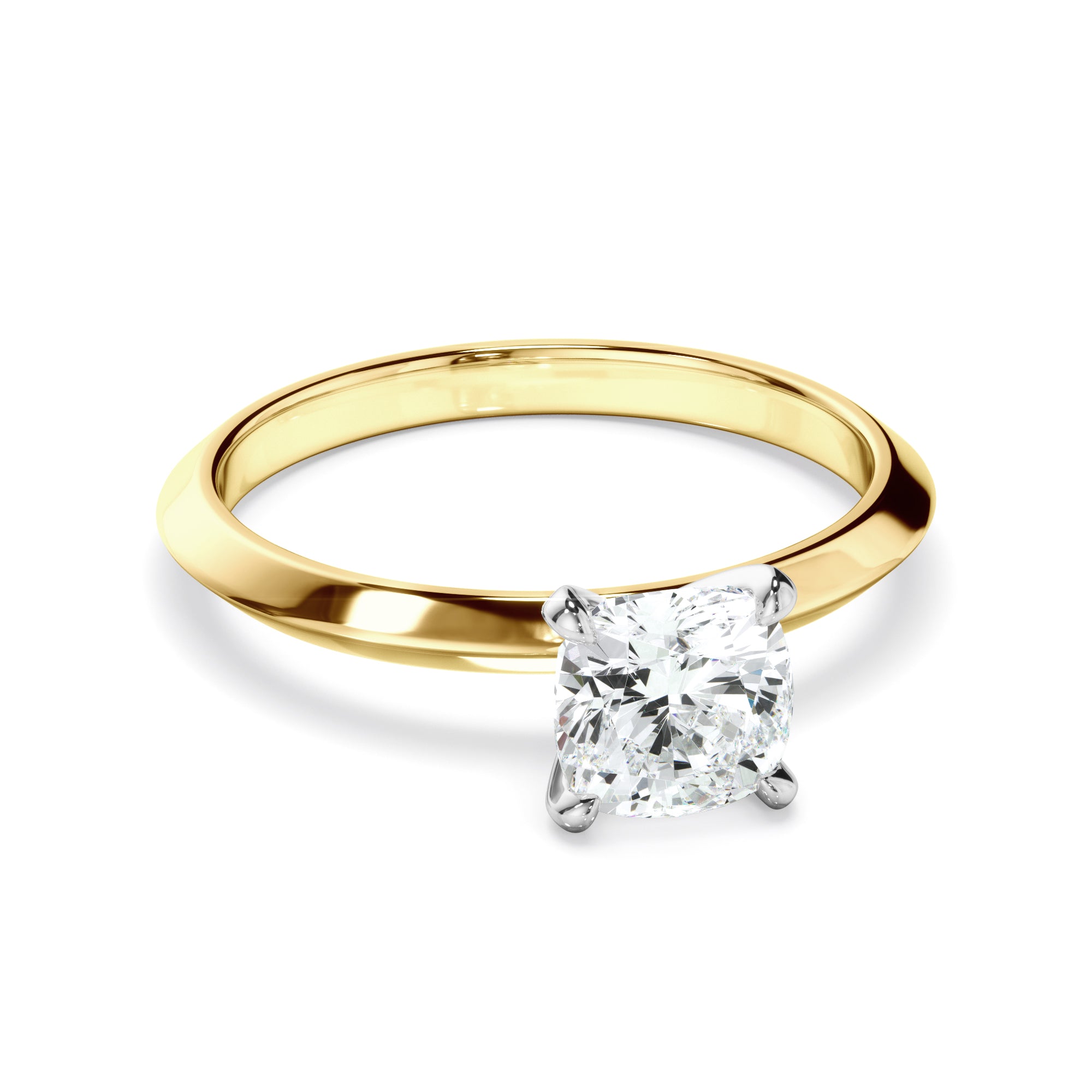 Helena - Cushion Cut Diamond Solitaire Knife Edge Engagement Ring