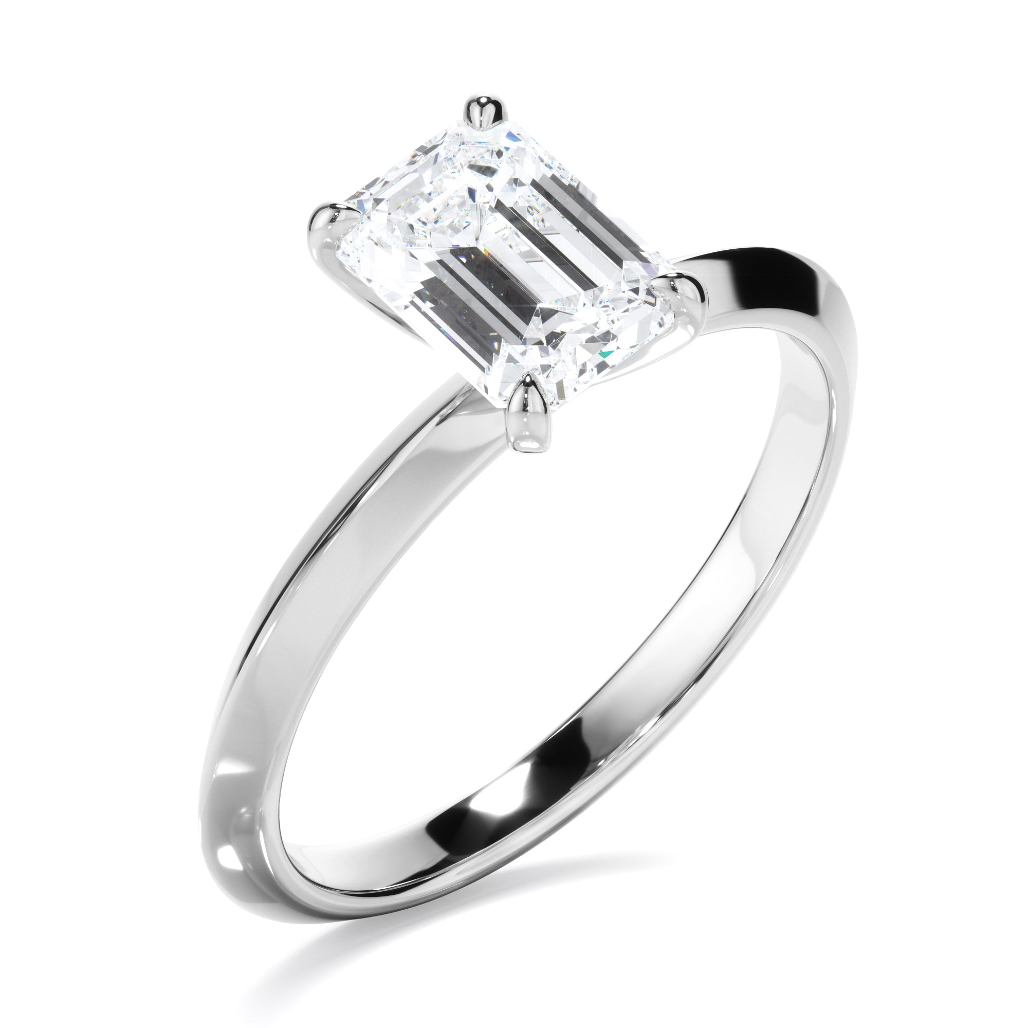 Callisto - Emerald Cut Diamond Solitaire Knife Edge Engagement Ring
