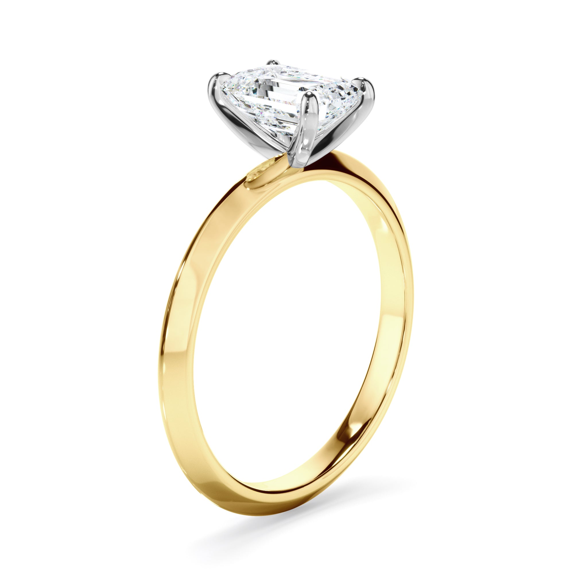 Callisto - Emerald Cut Diamond Solitaire Knife Edge Engagement Ring