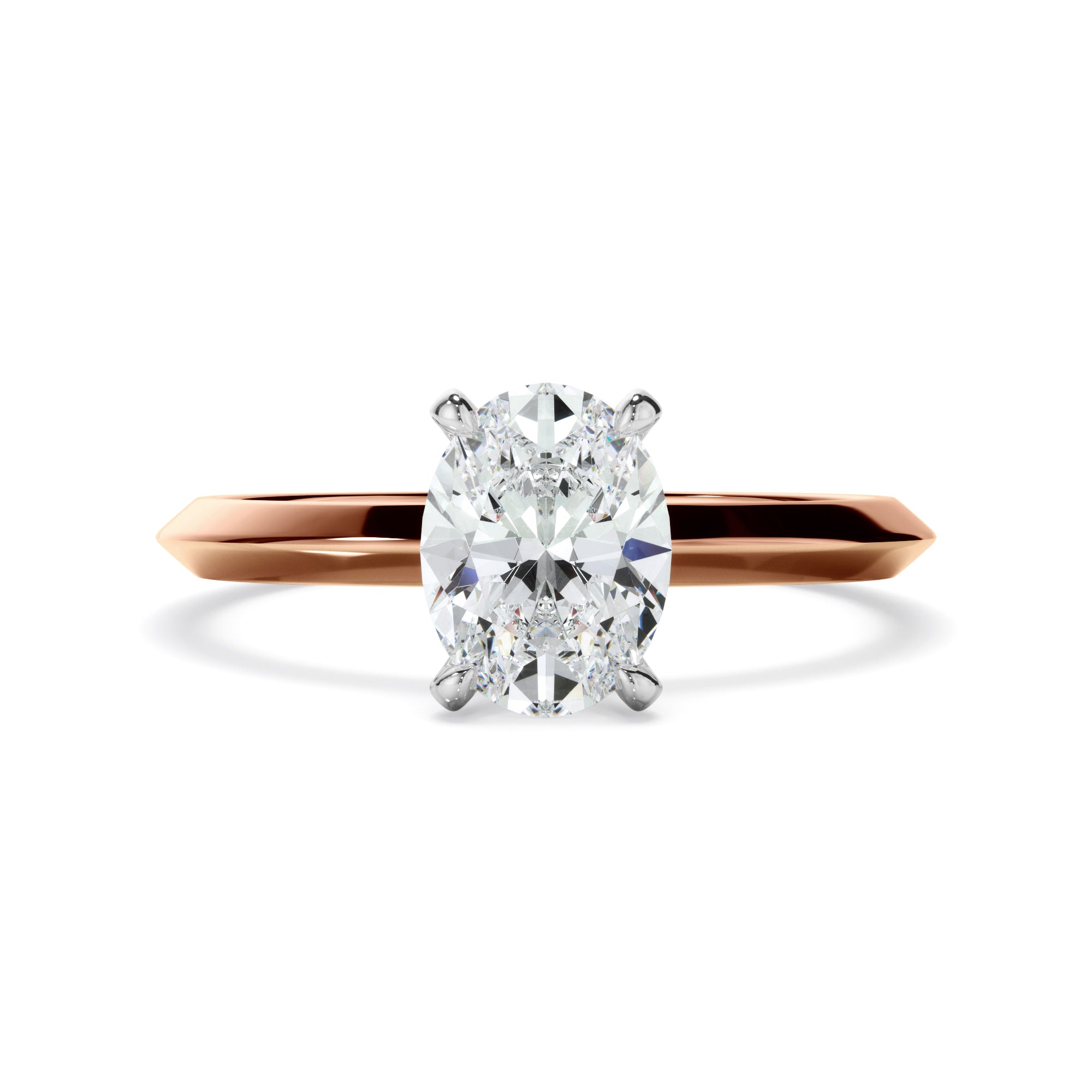 Rhea - Oval Cut Diamond Solitaire Knife Edge Engagement Ring