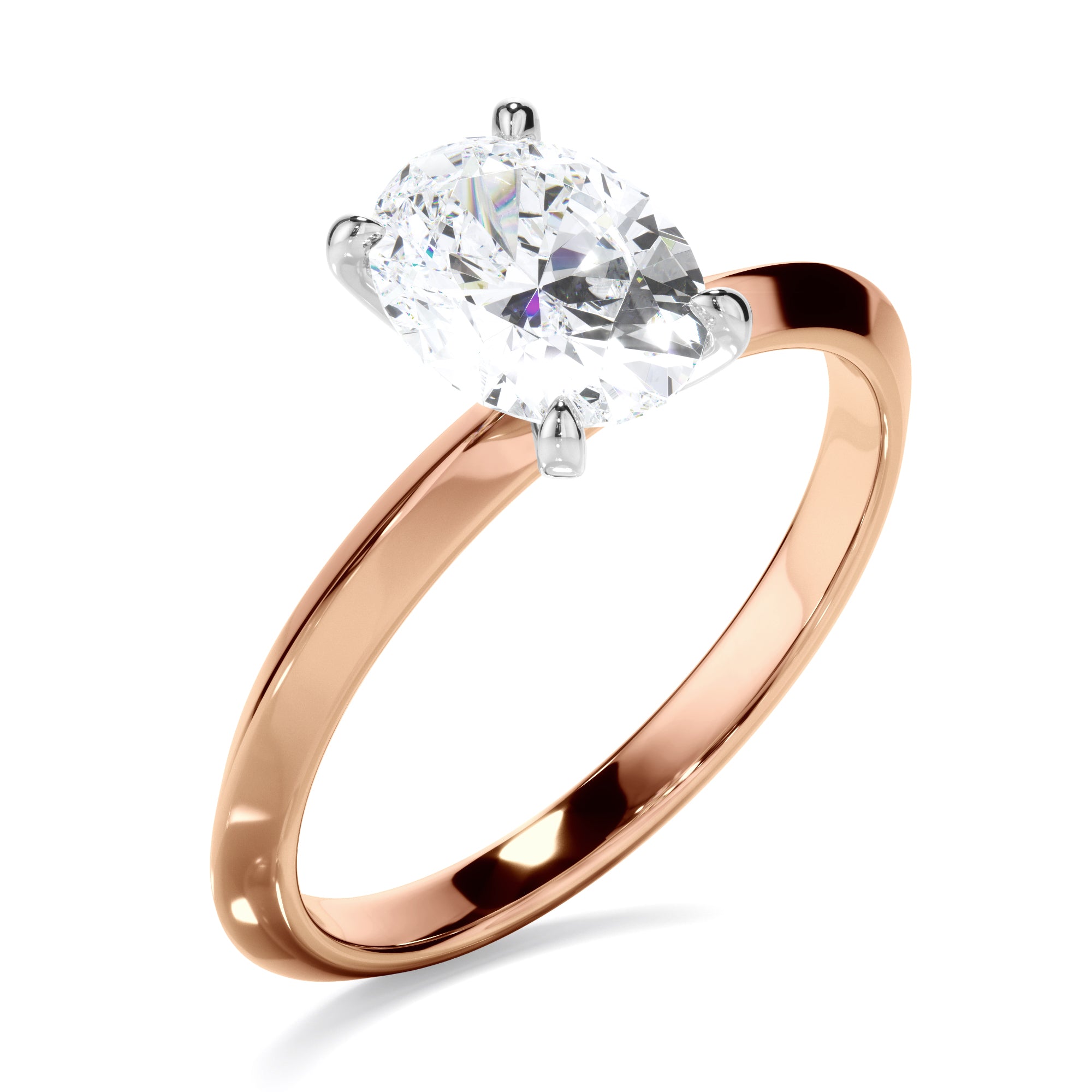 Rhea - Oval Cut Diamond Solitaire Knife Edge Engagement Ring