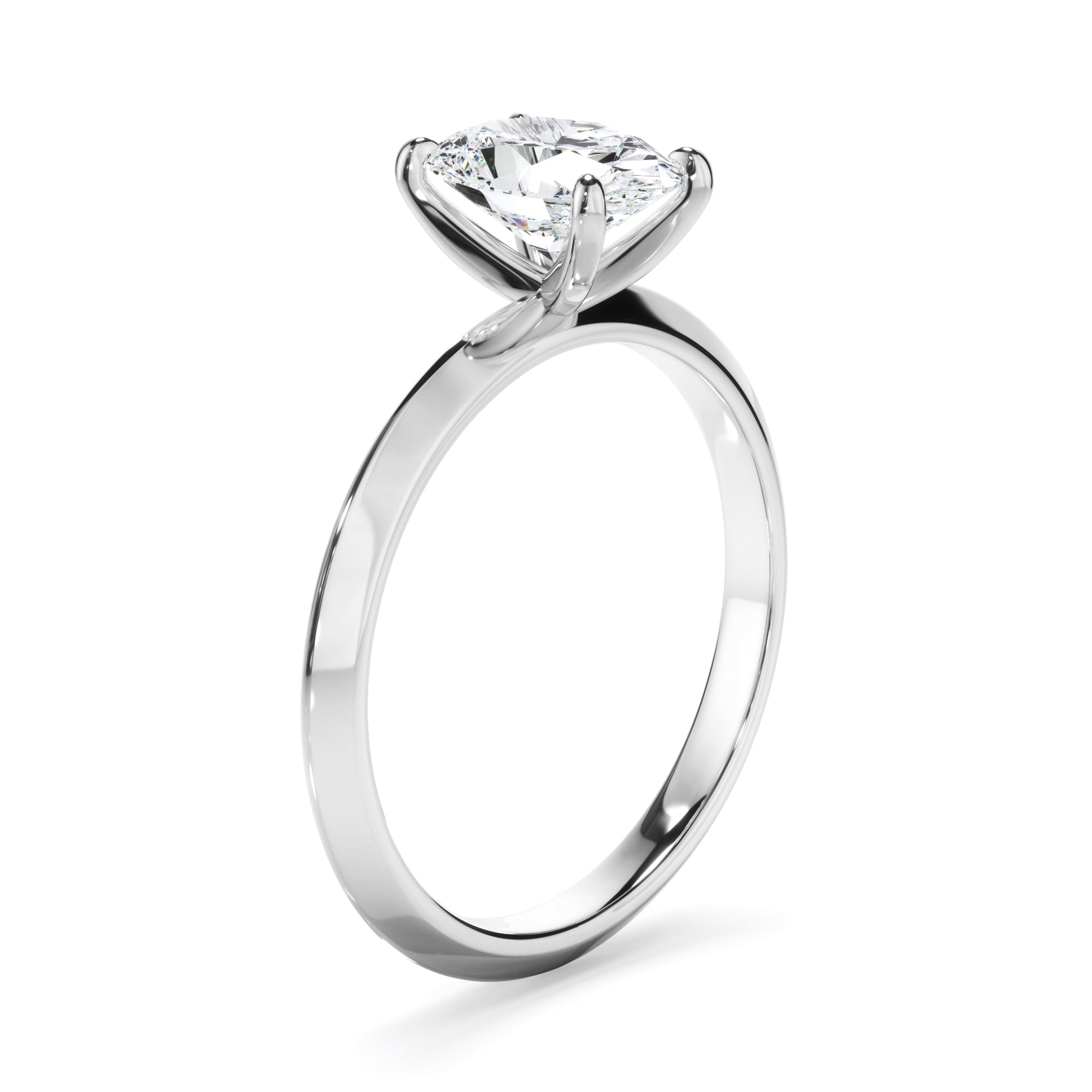Rhea - Oval Cut Diamond Solitaire Knife Edge Engagement Ring