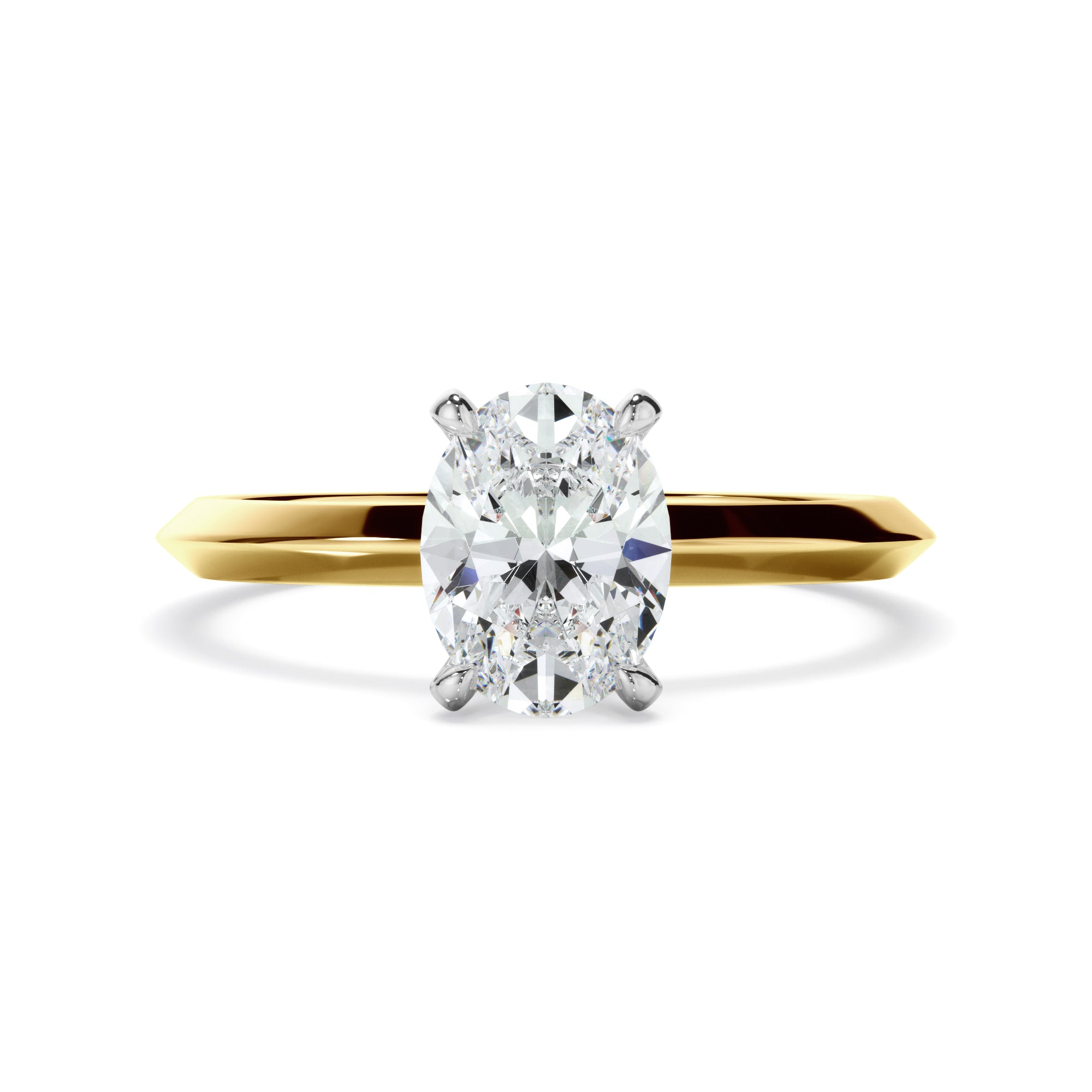 Rhea - Oval Cut Diamond Solitaire Knife Edge Engagement Ring