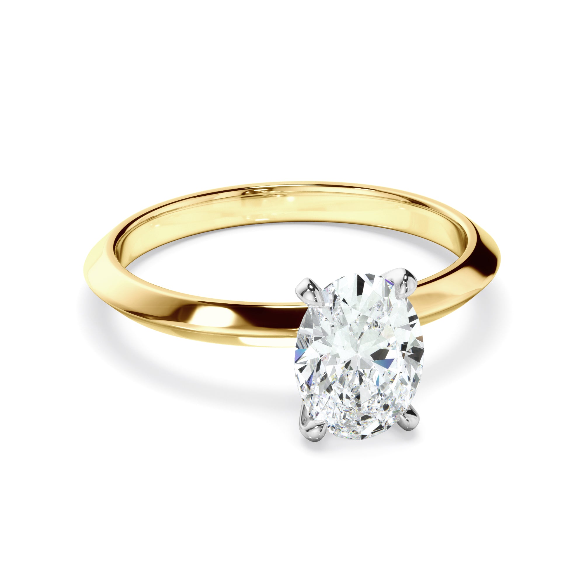 Rhea - Oval Cut Diamond Solitaire Knife Edge Engagement Ring