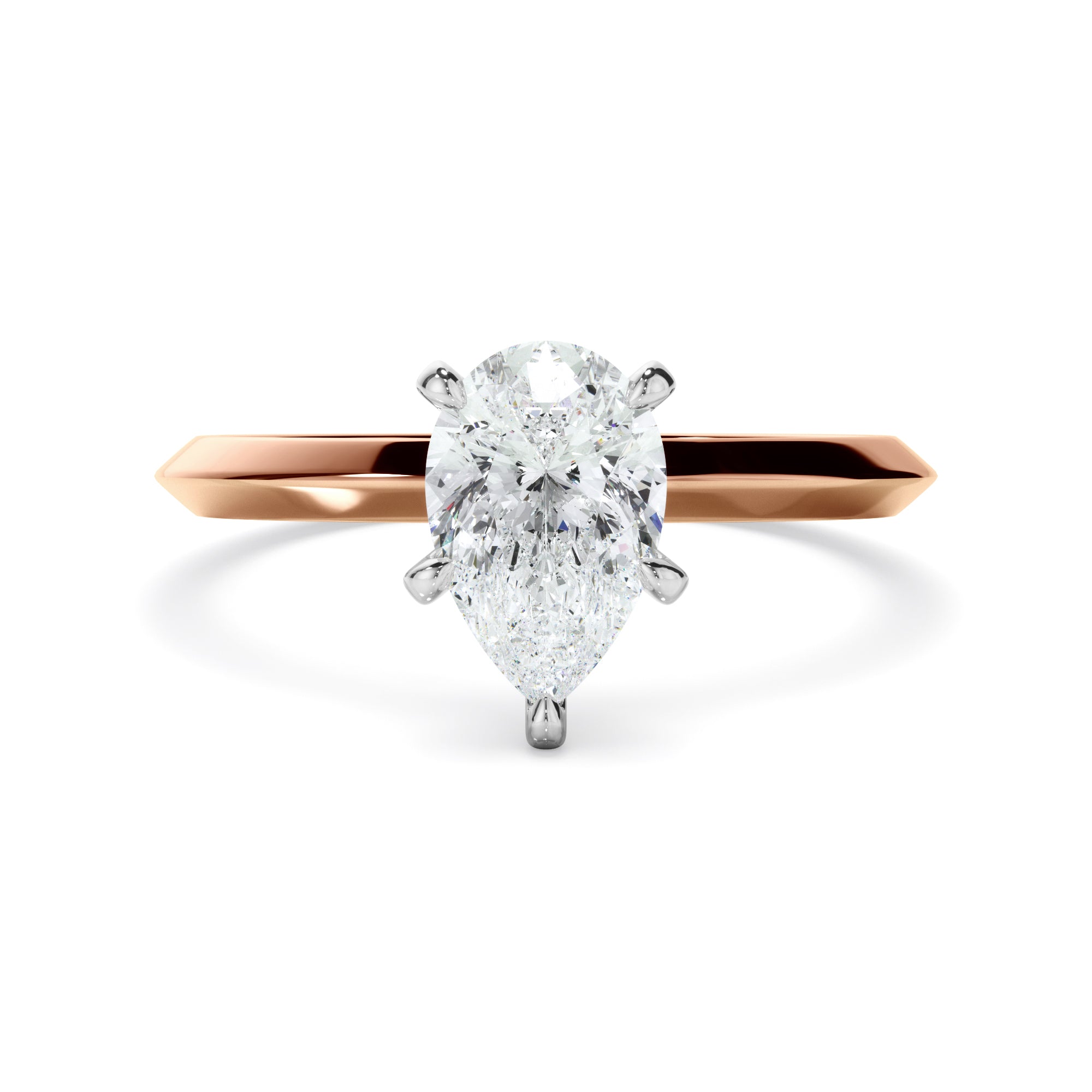Zara - Pear Cut Diamond Solitaire Knife Edge Engagement Ring
