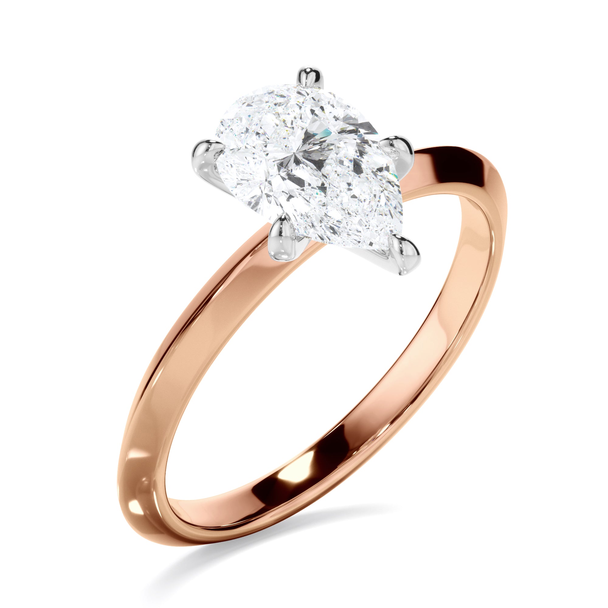 Zara - Pear Cut Diamond Solitaire Knife Edge Engagement Ring