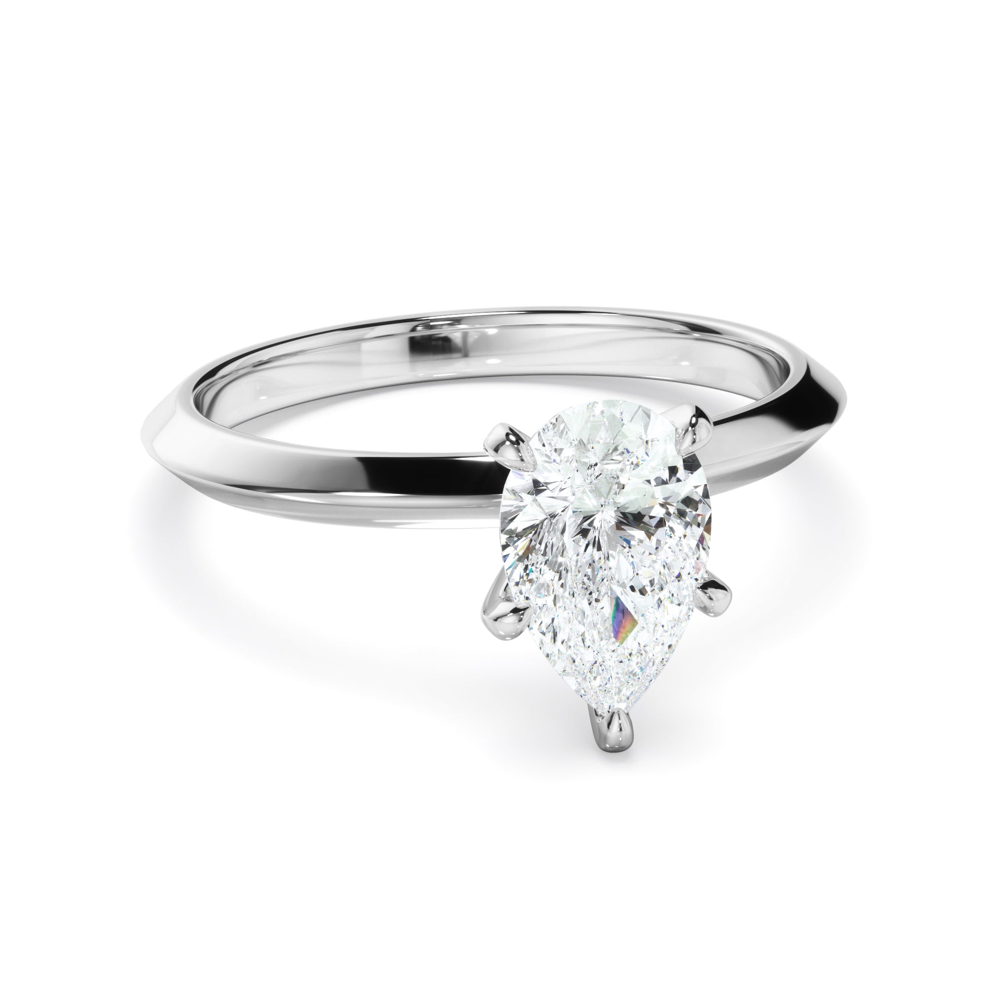 Zara - Pear Cut Diamond Solitaire Knife Edge Engagement Ring