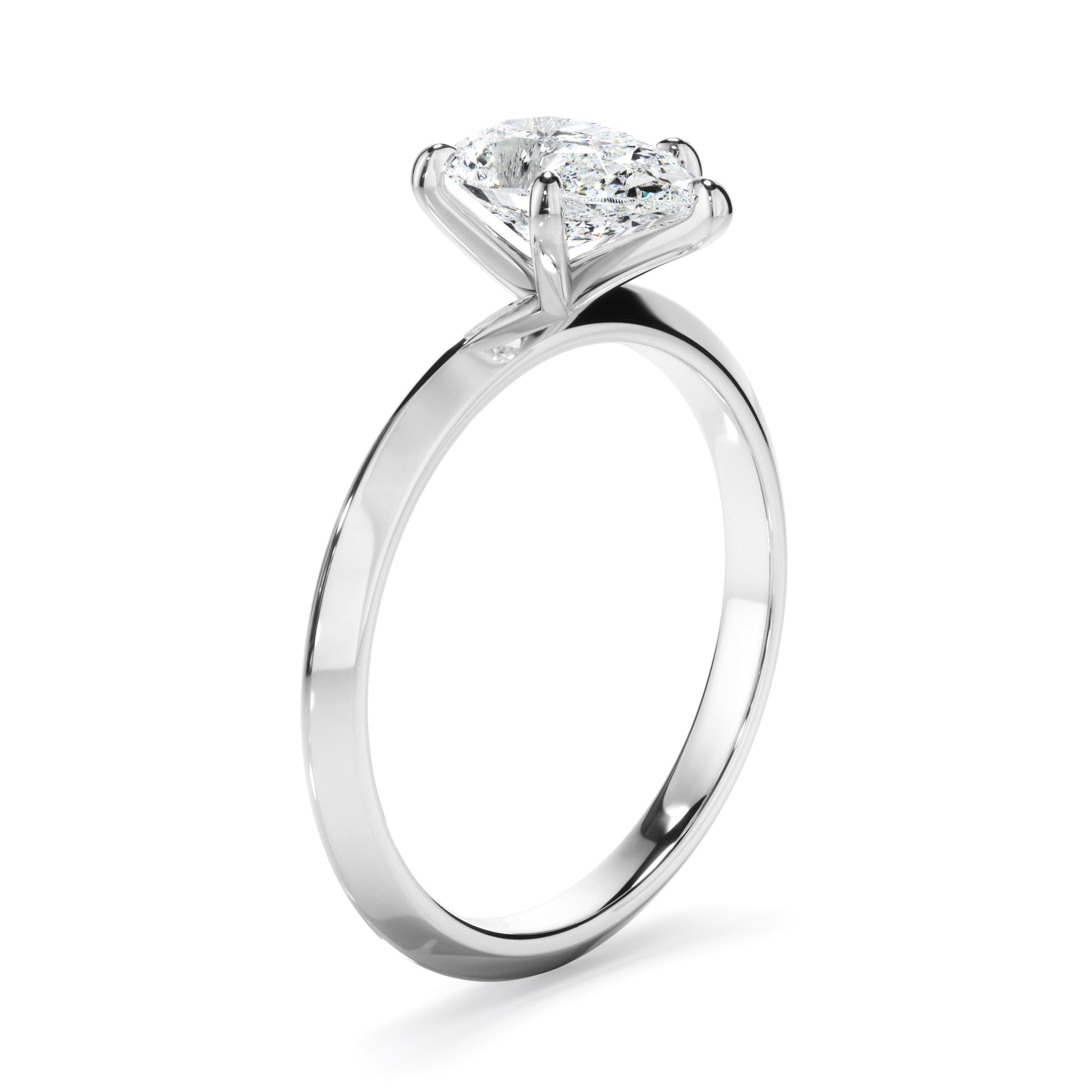 Zara - Pear Cut Diamond Solitaire Knife Edge Engagement Ring