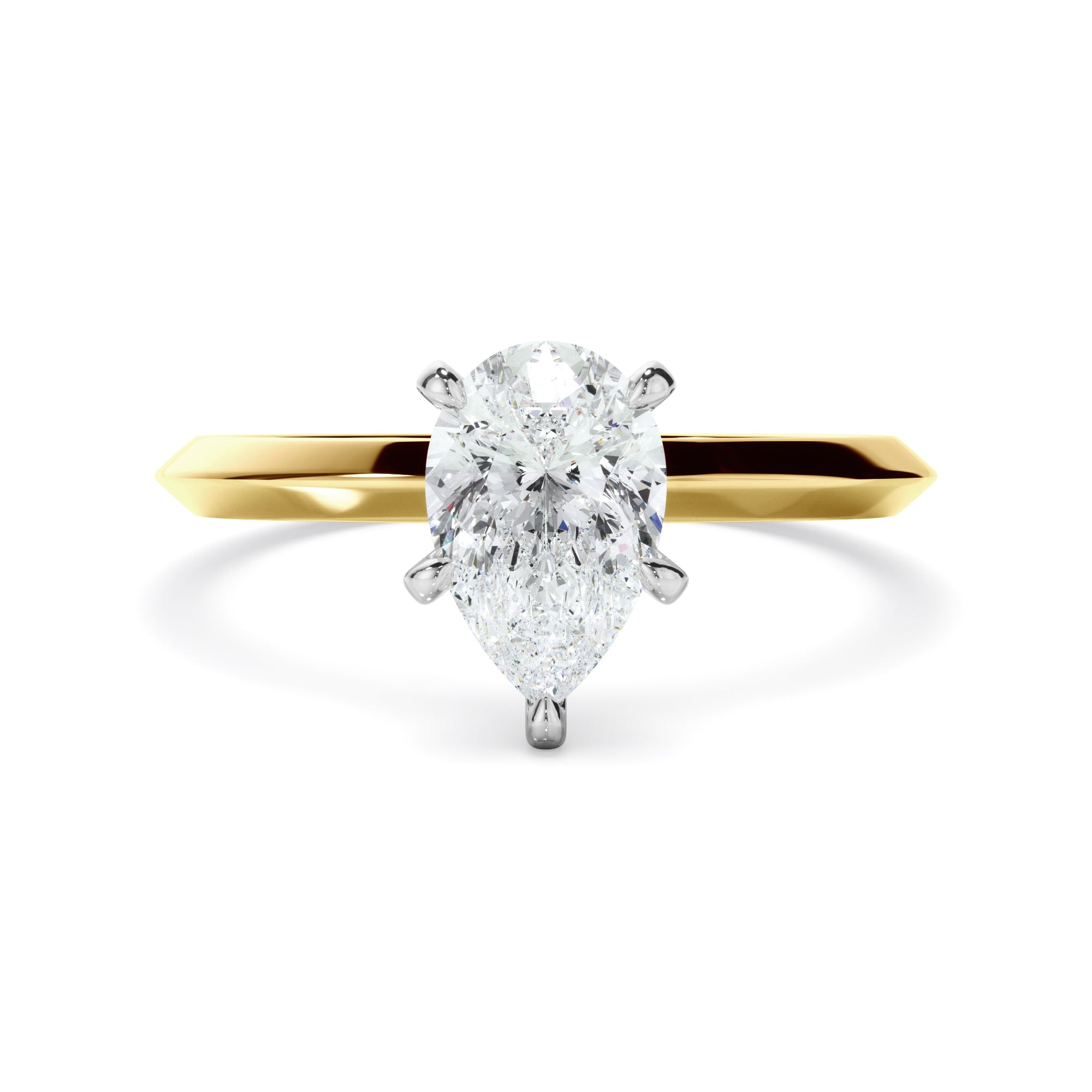 Zara - Pear Cut Diamond Solitaire Knife Edge Engagement Ring