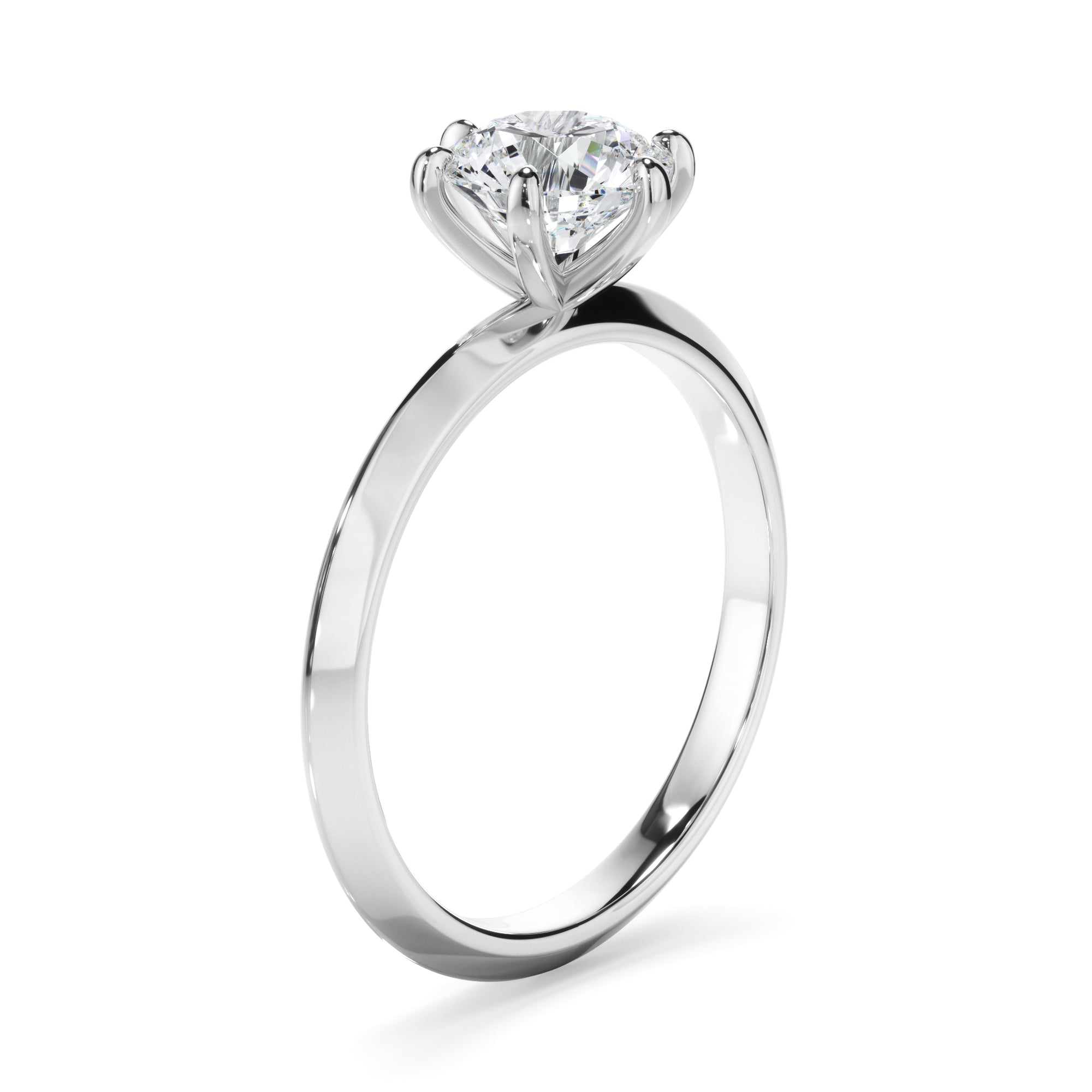 Eloise - Round Brilliant Cut Diamond Solitaire Knife Edge Engagement Ring