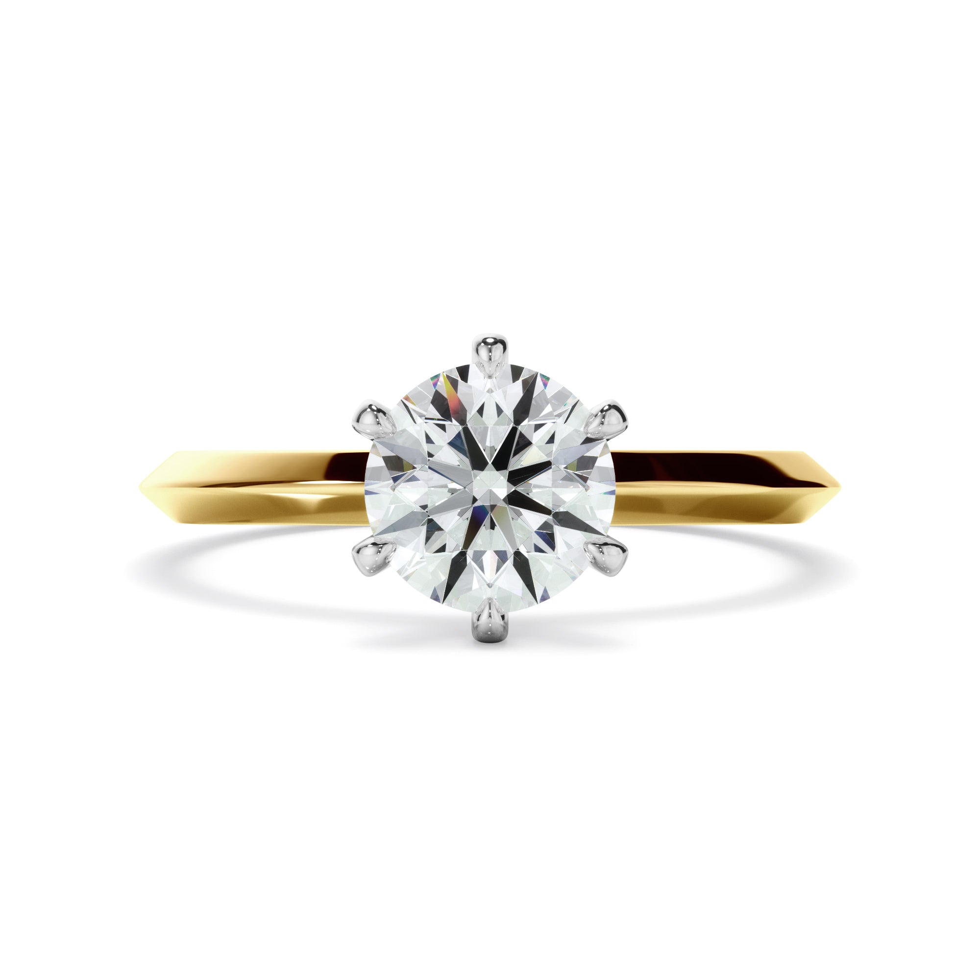 Eloise - Round Brilliant Cut Diamond Solitaire Knife Edge Engagement Ring