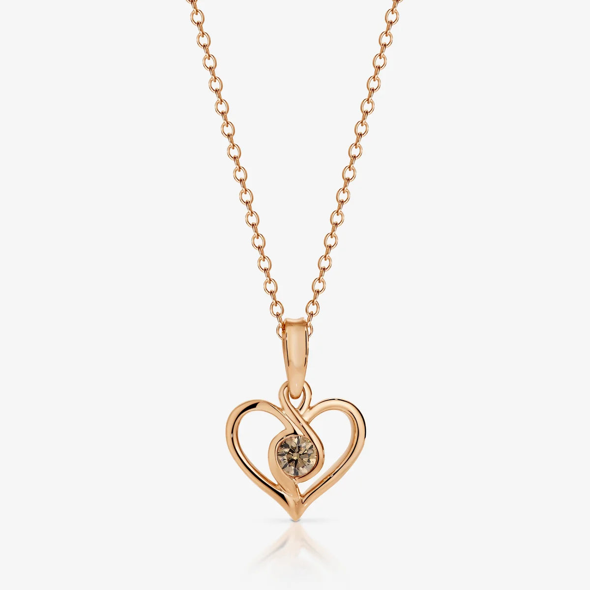 9ct Rose Gold Chocolate Diamond 'Infinity Heart' Pendant Necklace