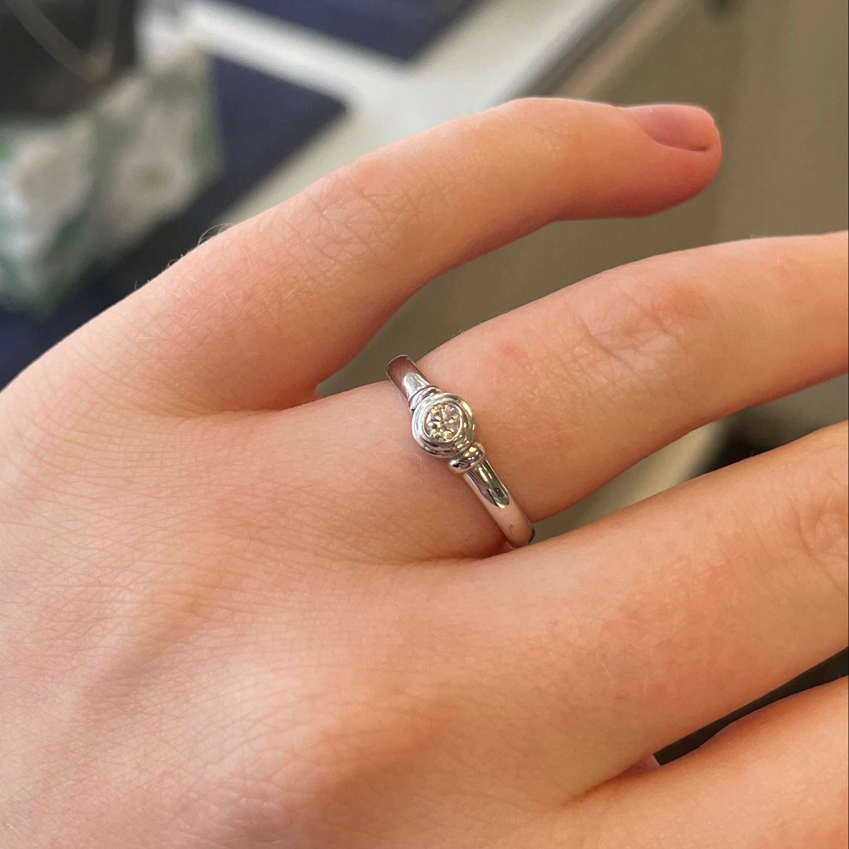 Rebecca 9ct White Gold 0.10ct Bezel Set Round Diamond Solitaire Engagement Ring (Size K)
