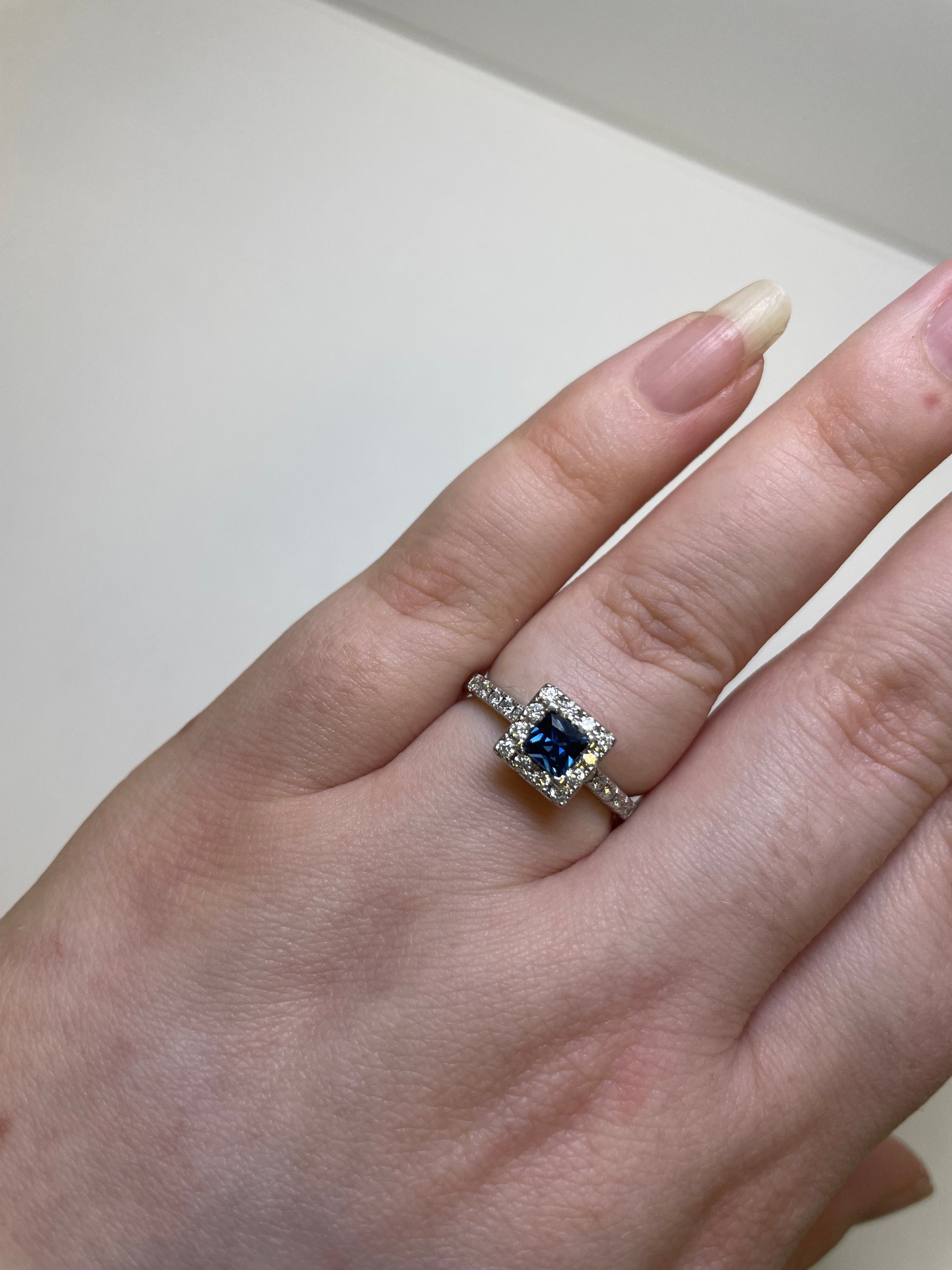 Angelique 9ct White Gold Sapphire Diamond Ring (Size L)