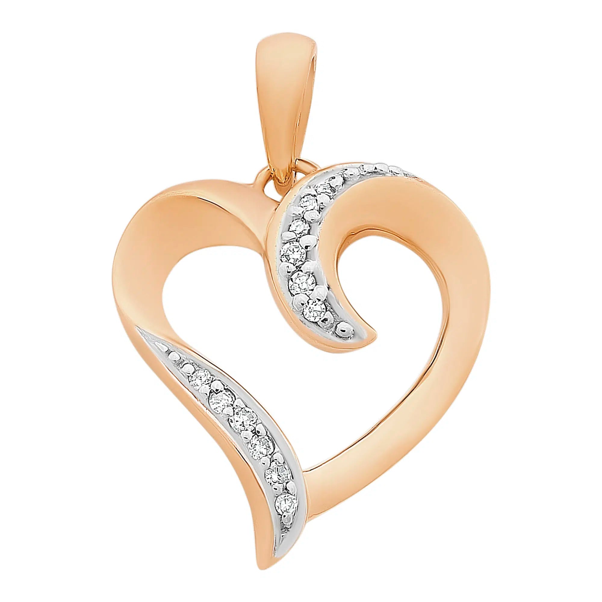 9ct Rose Gold Diamond Heart Pendant