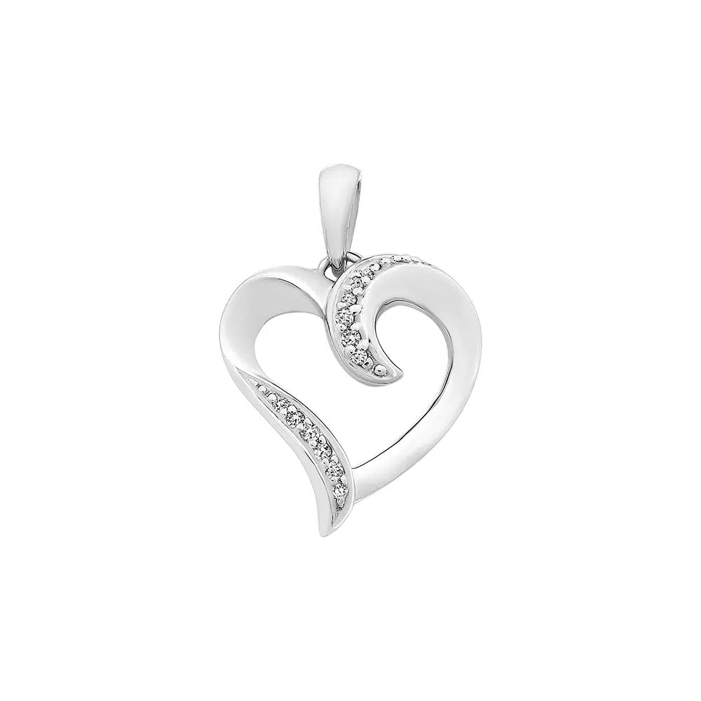 9ct White Gold Diamond Heart Pendant