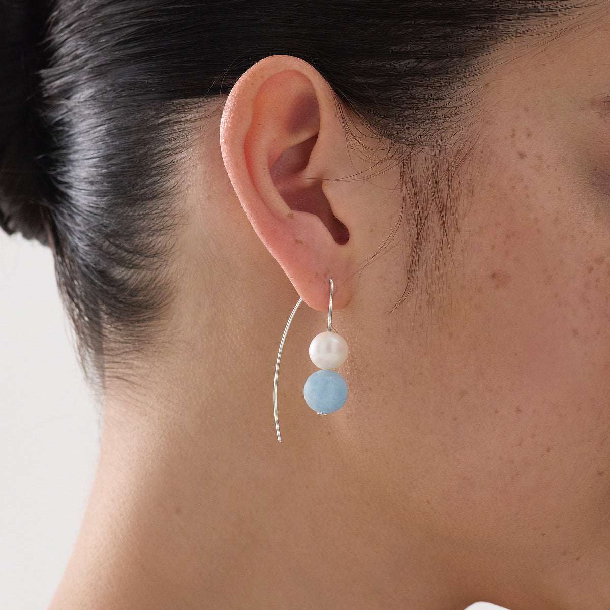 Amazonite & Pearl Beaded Earrings