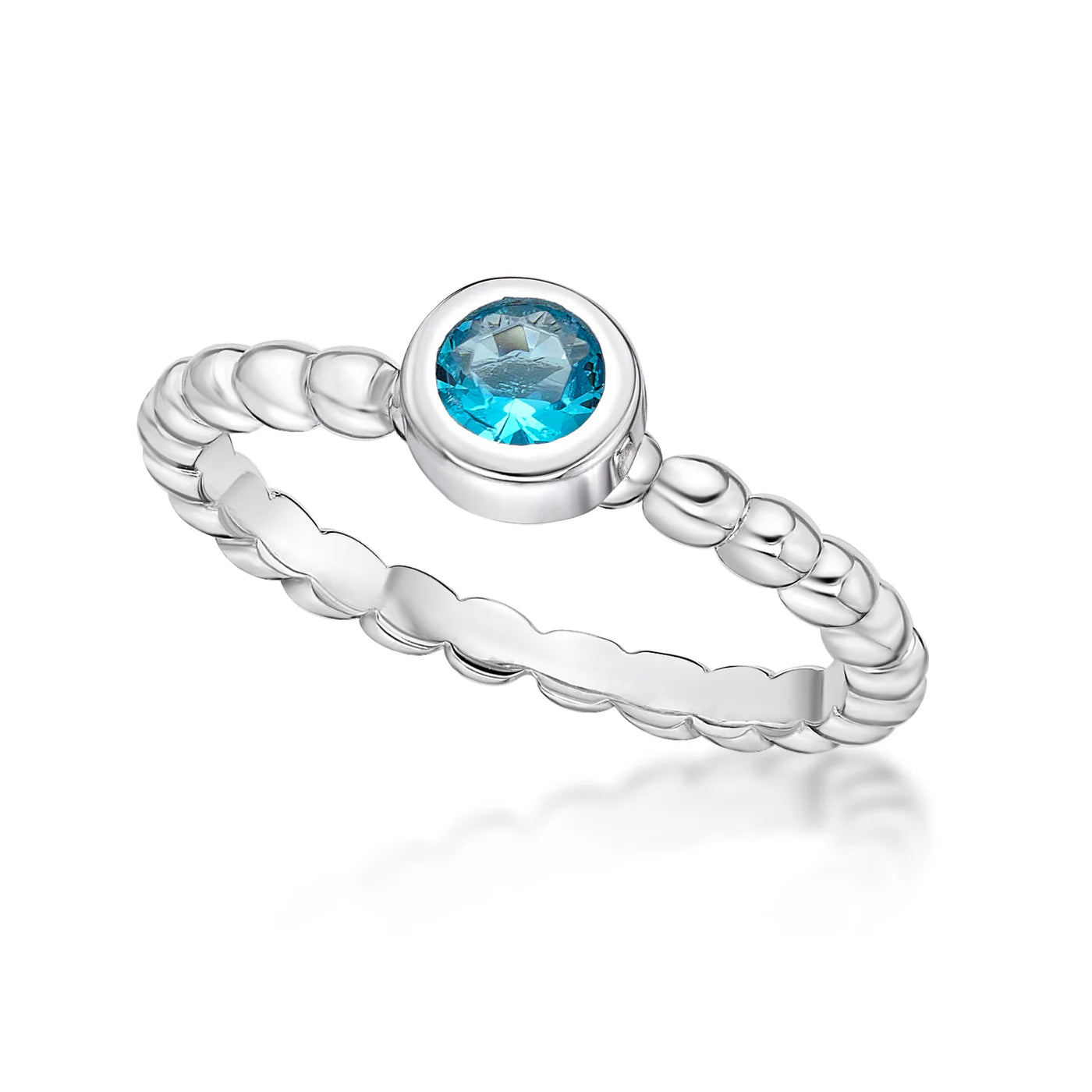 Bezel Set December Birthstone Bubble Band Sterling Silver Ring