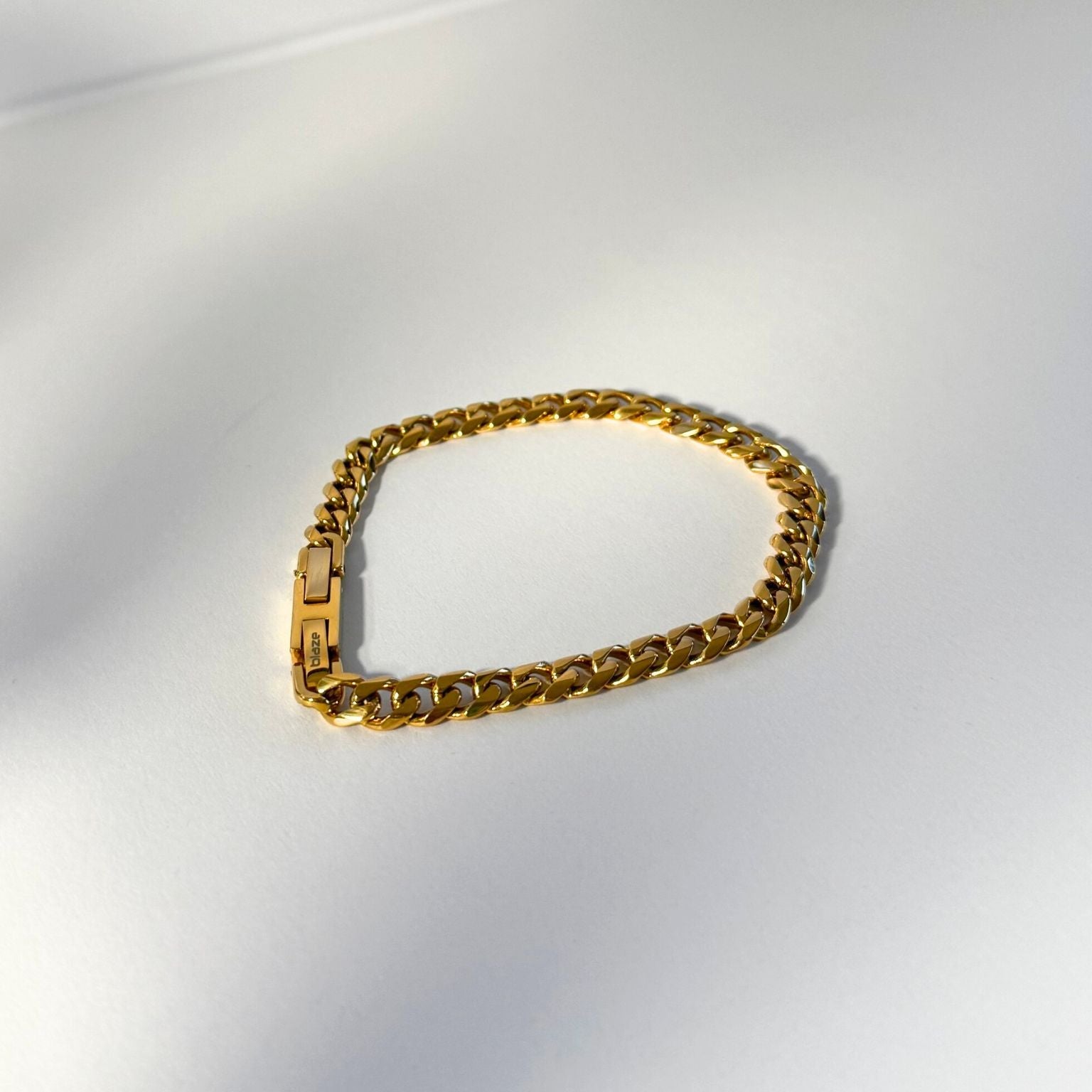 Gold Curb Mens Bracelet