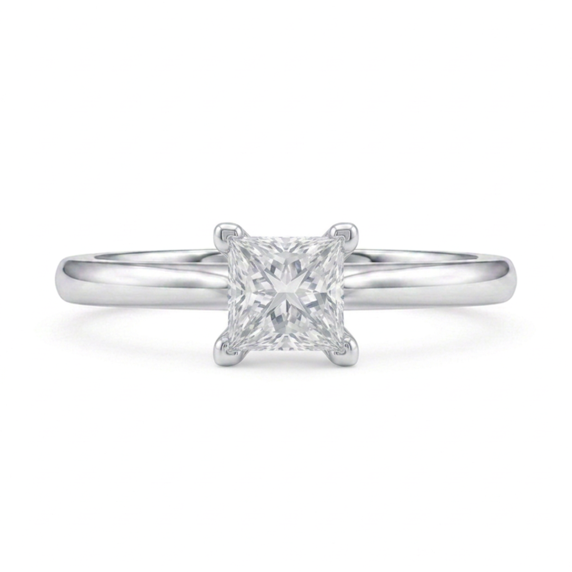 Brooke 18ct White Gold 0.41ct Princess Cut Diamond Solitaire Engagement Ring (Size K)