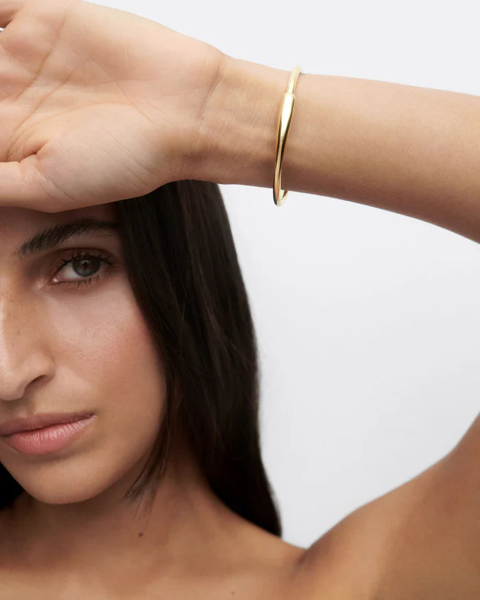 Chasti 18ct Gold Plated Hinged Bangle
