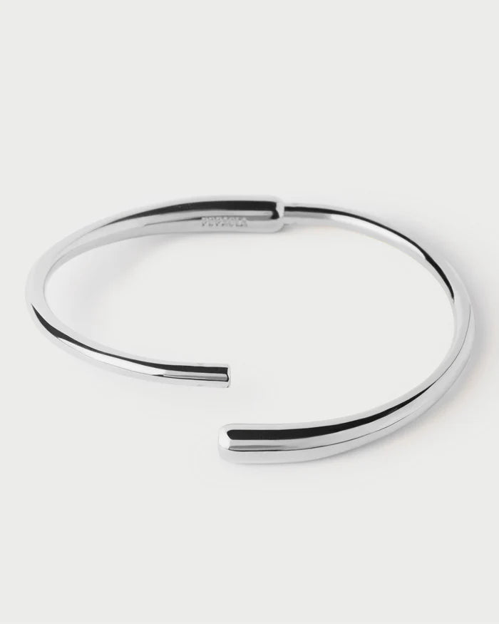 Chasti Rhodium Plated Hinged Bangle