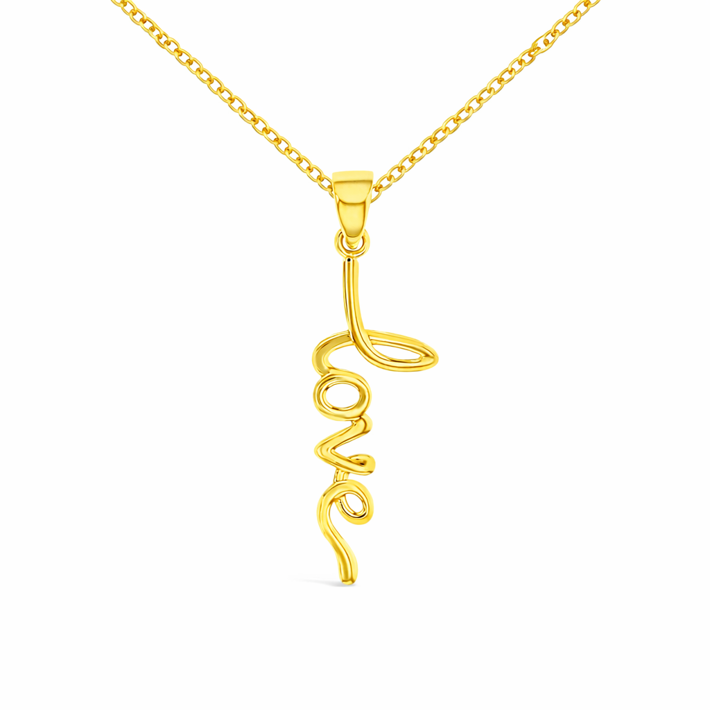 9ct Yellow Gold “Love” Drop Pendant