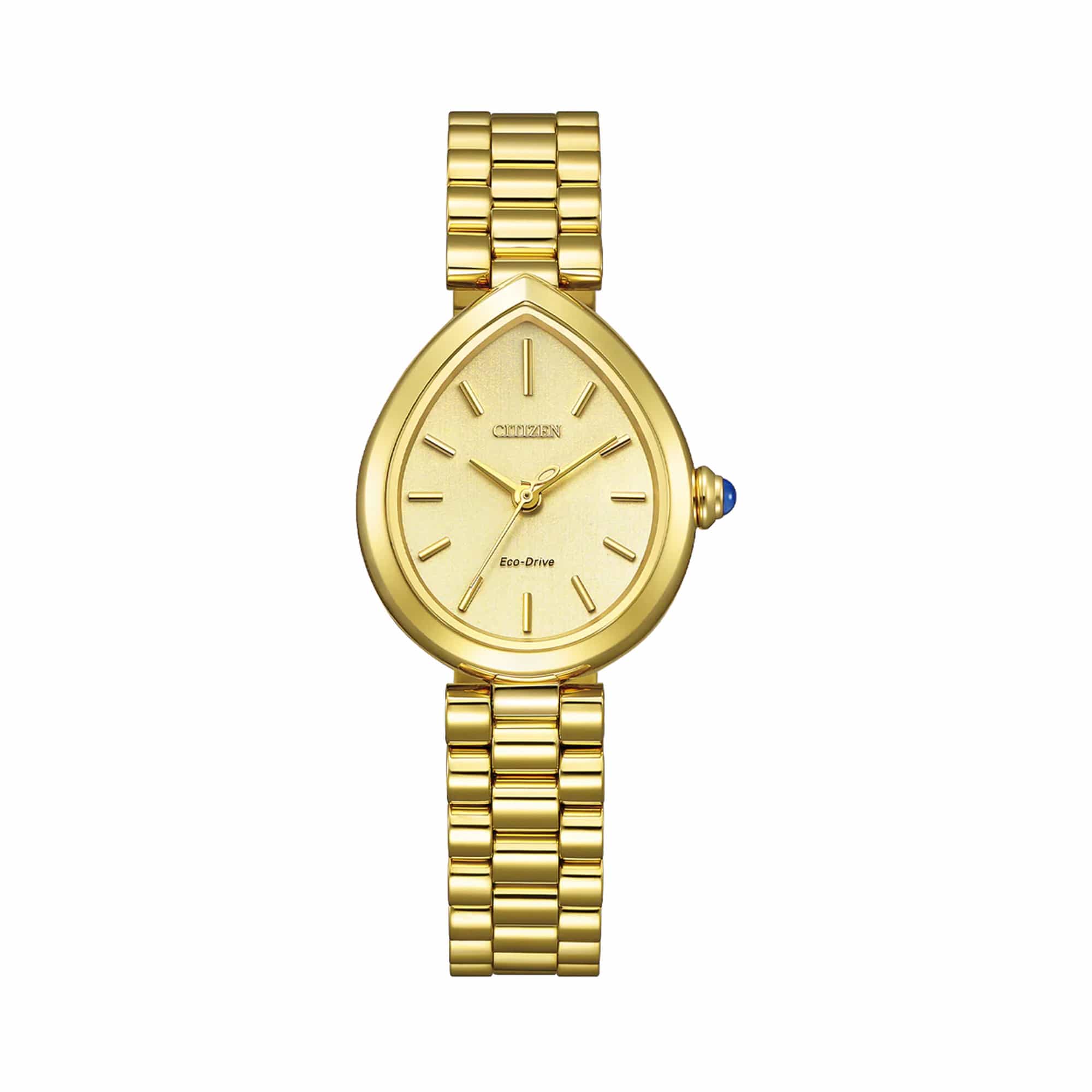 Citizen Ladies Teadrop Shape Gold Eco-Drive Solar Dress Watch