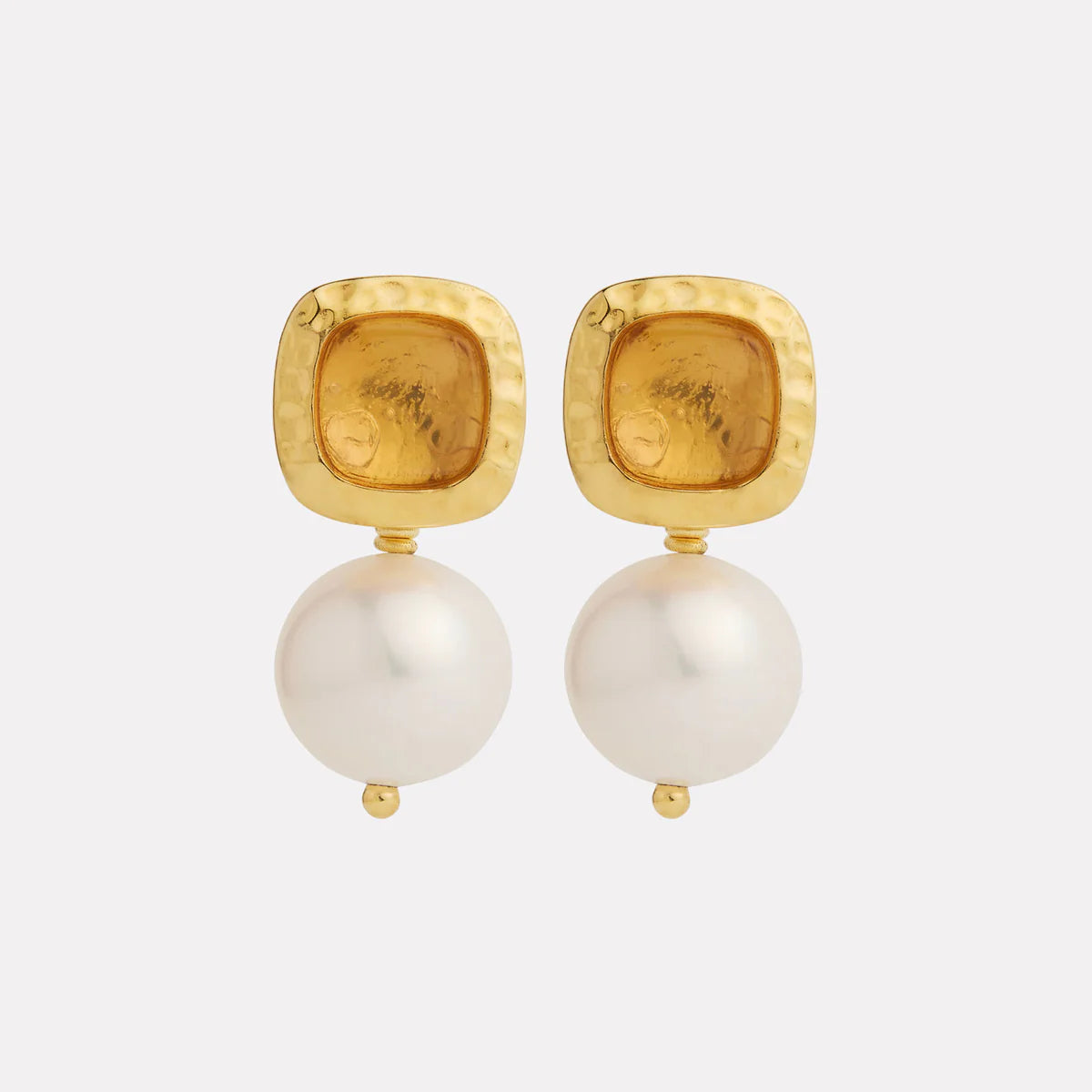 Coral Kiss Citrine & Pearl Earrings