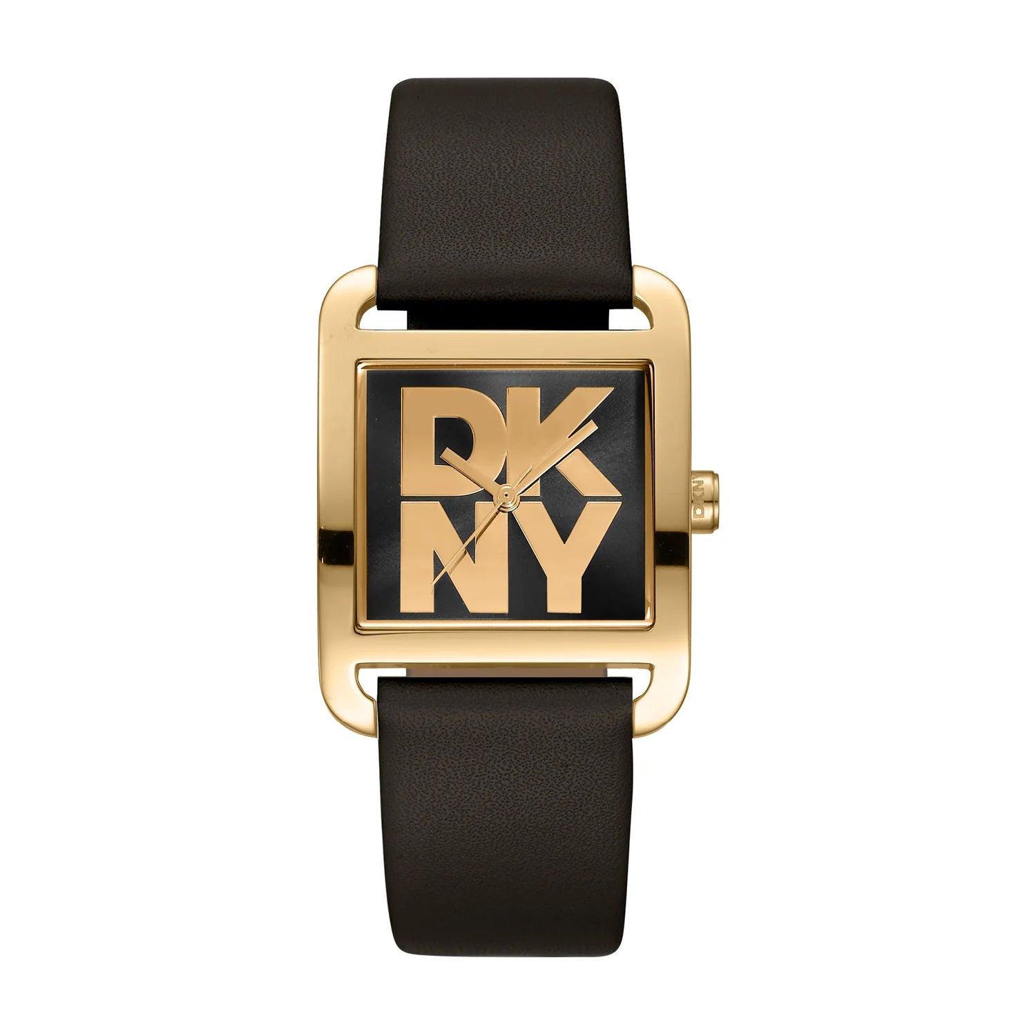 DKNY Logo City Maxi Black Leather Strap Ladies Watch