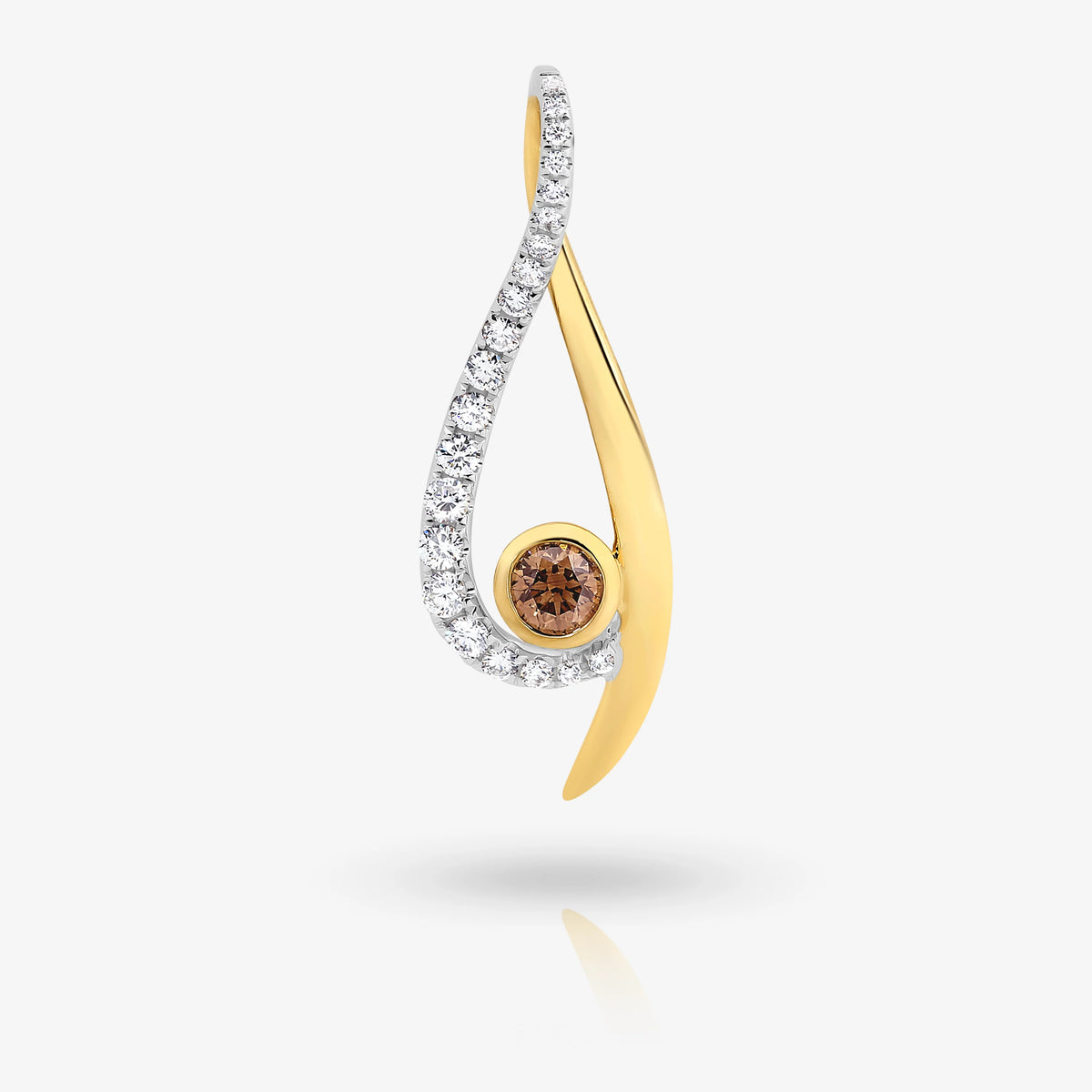 Desert Pea 9ct Yellow Gold Chocolate Diamond Pendant Necklace