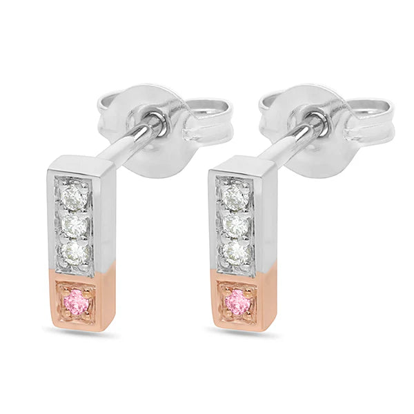 Pink Caviar Diamond Bar Studs